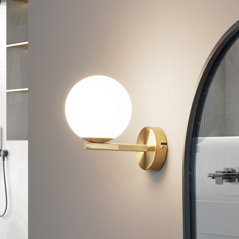 Lucande Bidolo Vägglampa IP44, guld / mässing från Lucande