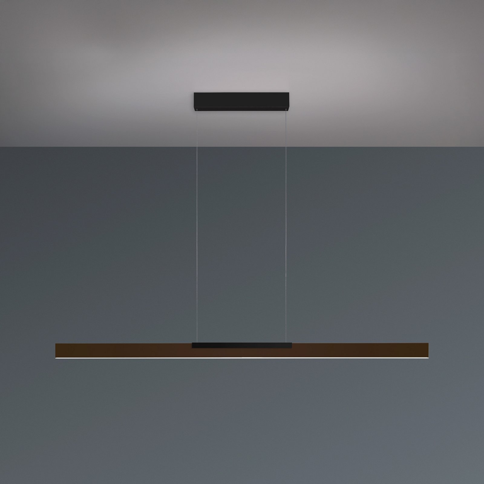 Candeeiro suspenso LED Bopp Nano 2.0, comprimento 140 cm, bronze/preto