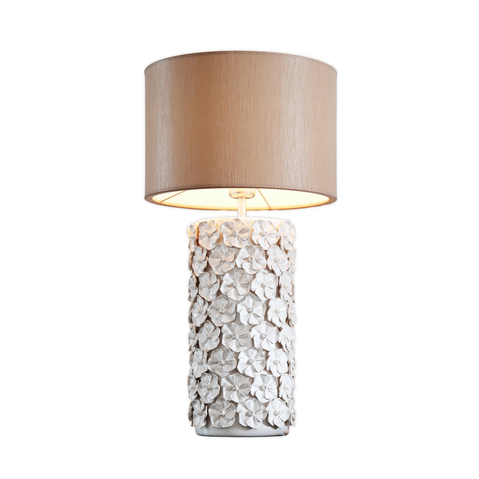 By Rydéns Fiore bordlampe, beige, keramikk, høyde 54 cm