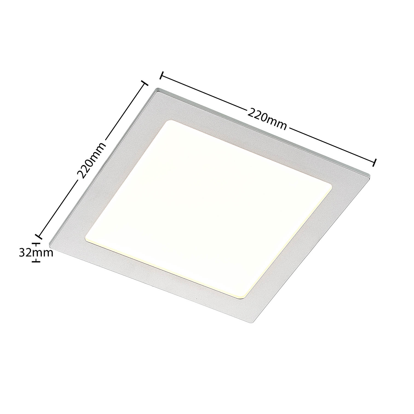 Prios Helina LED-Einbaulampe, silber, 22 cm, 18 W