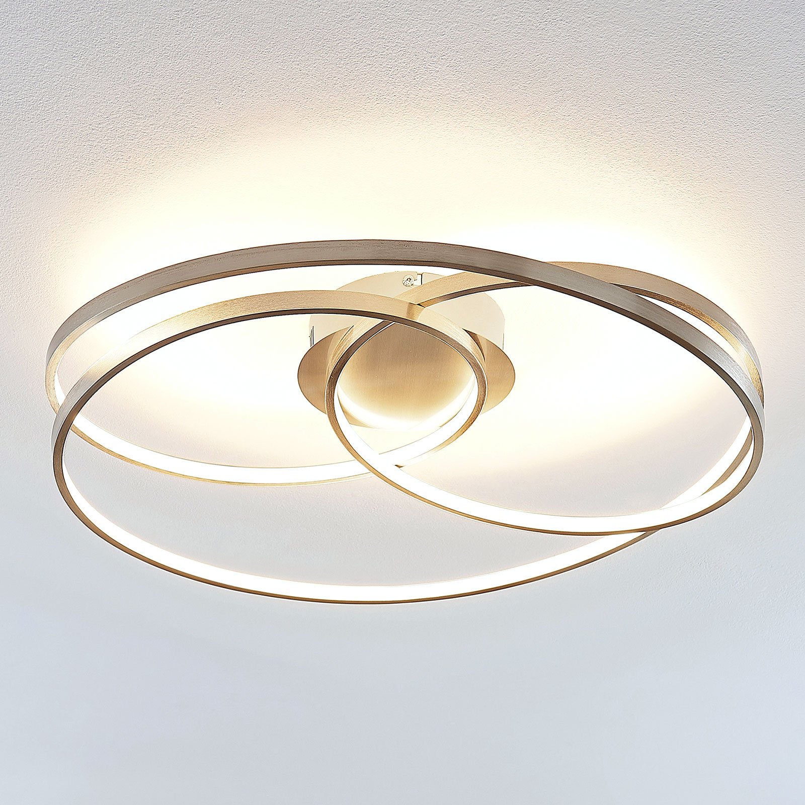 Lindby Ronka LED plafondlamp, nikkel gesatineerd