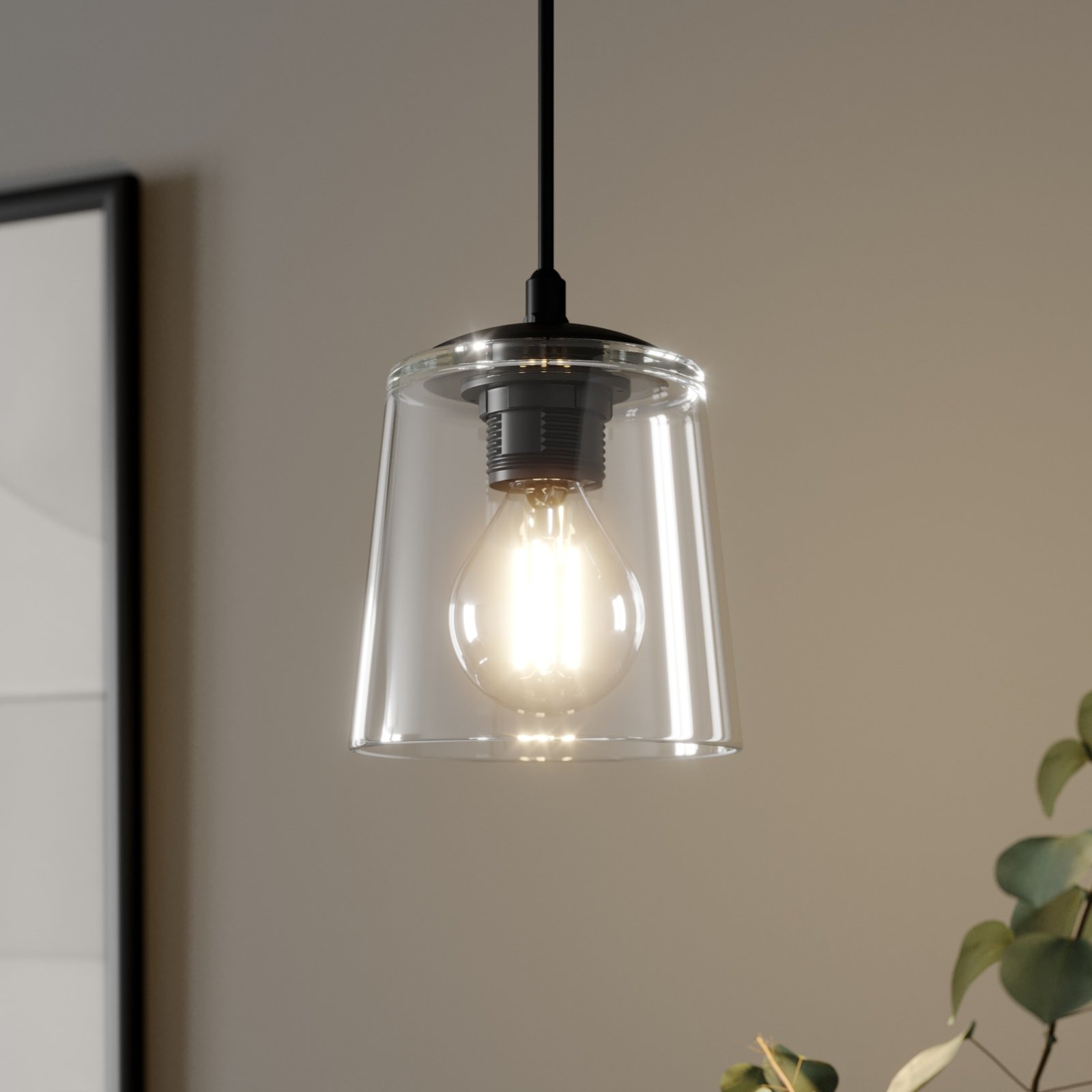 Lucea hanging light 1-bulb, transparent glass