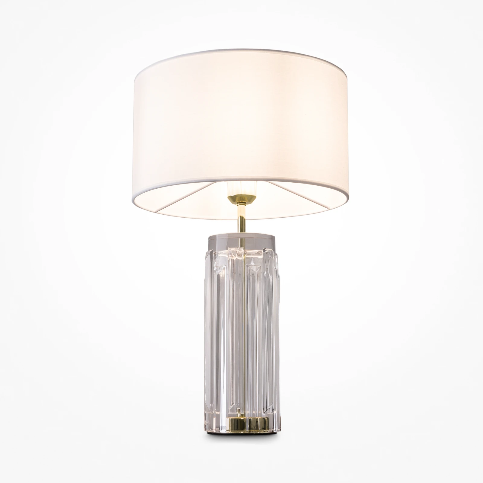Maytoni Muse tafellamp, wit, hoogte 53 cm, textiel/glas