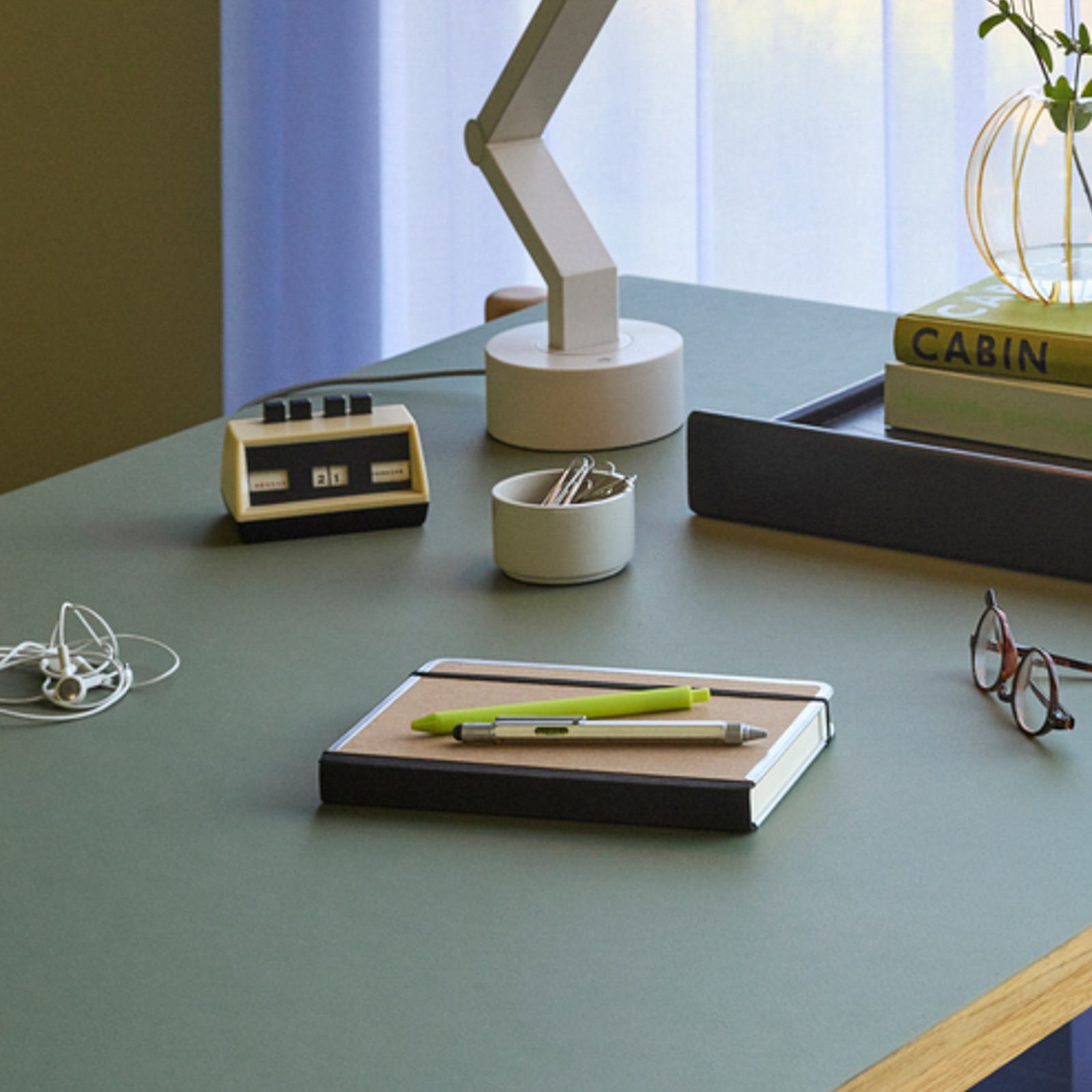 Juego de 3 cajas de almacenamiento Kanso en azul/gris claro/amarillo - Hübsch