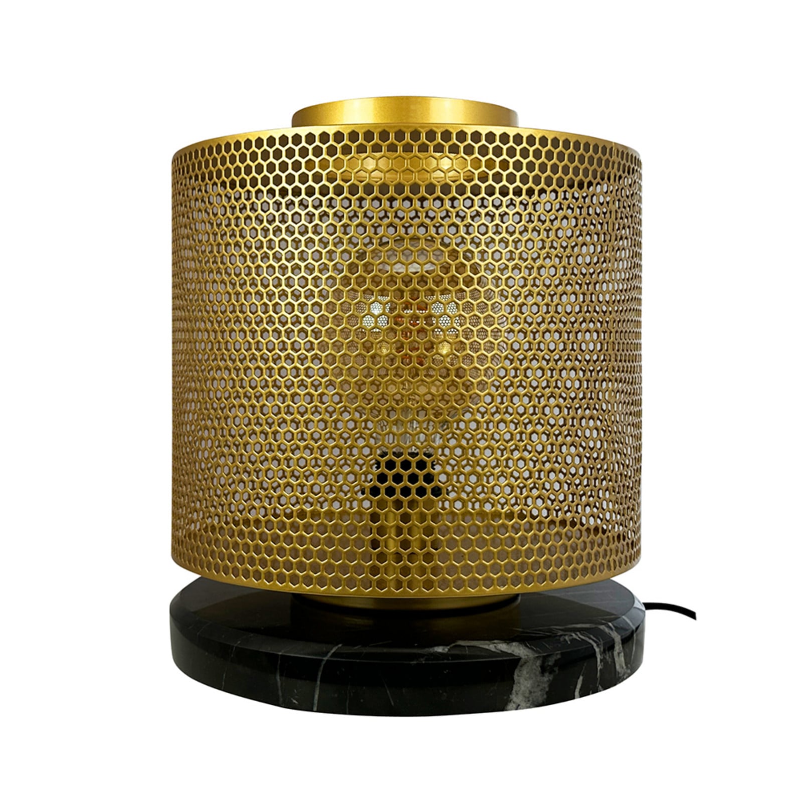 Nantes bordslampa, m&auml;ssing/marmor, &Oslash; 30 cm Dyberg Larsen - Vardagsrum - Skandinavisk - Med en ljusk&auml;lla