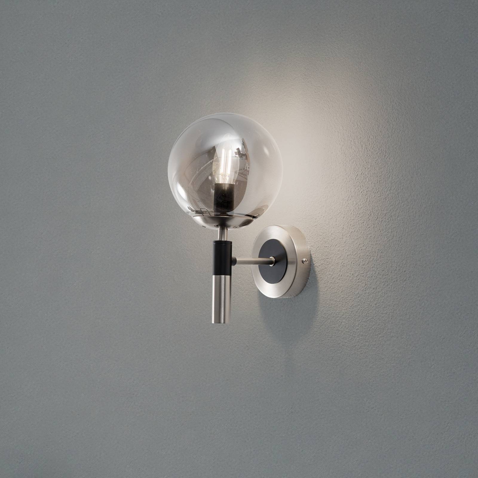 Wandleuchte Rollo, Ø 15 cm, rauchgrau, Glas/Metall günstig online kaufen