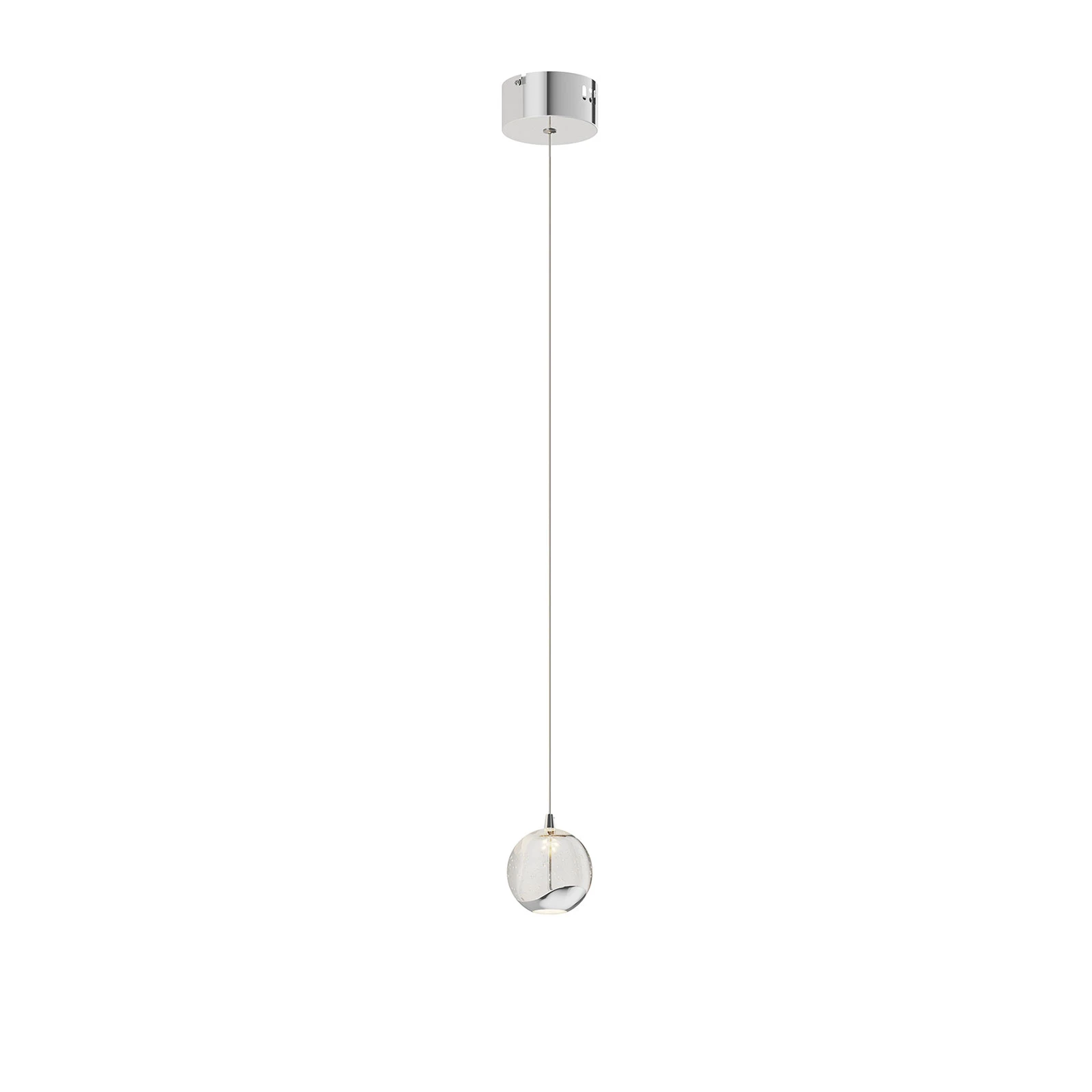 Lucande Lampă suspendată LED Hayley, Ø 9 cm, crom, sticlă