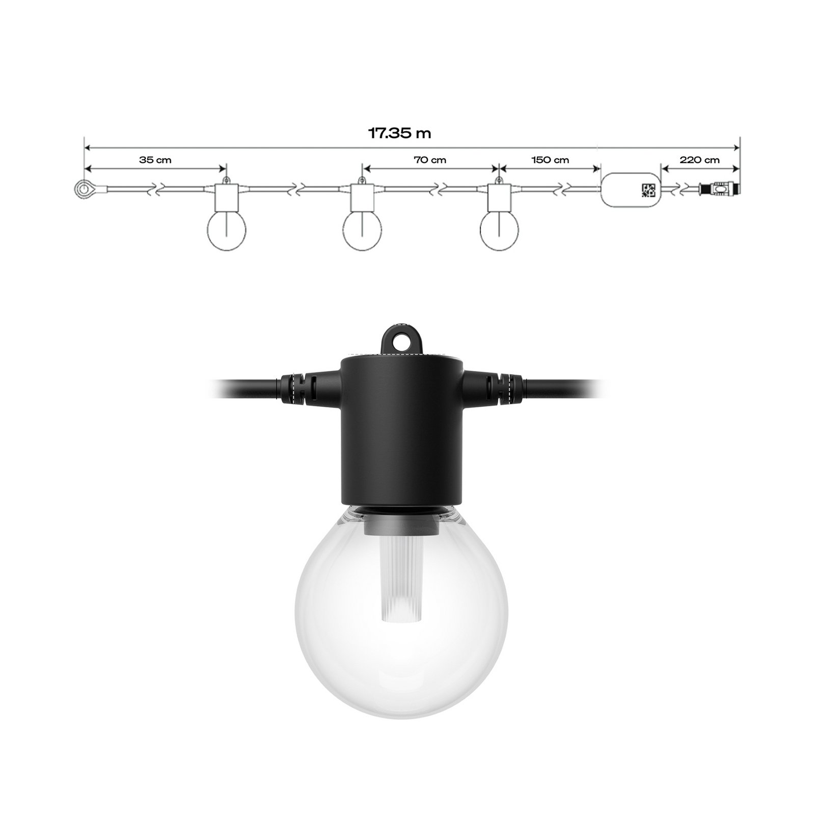 Philips Hue LED-Lichterkette Festavia Globe 14m 20 flg. IP65