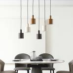 Lindby hanglamp Ovelia, zwart/bruin/beige, 6-lamps.