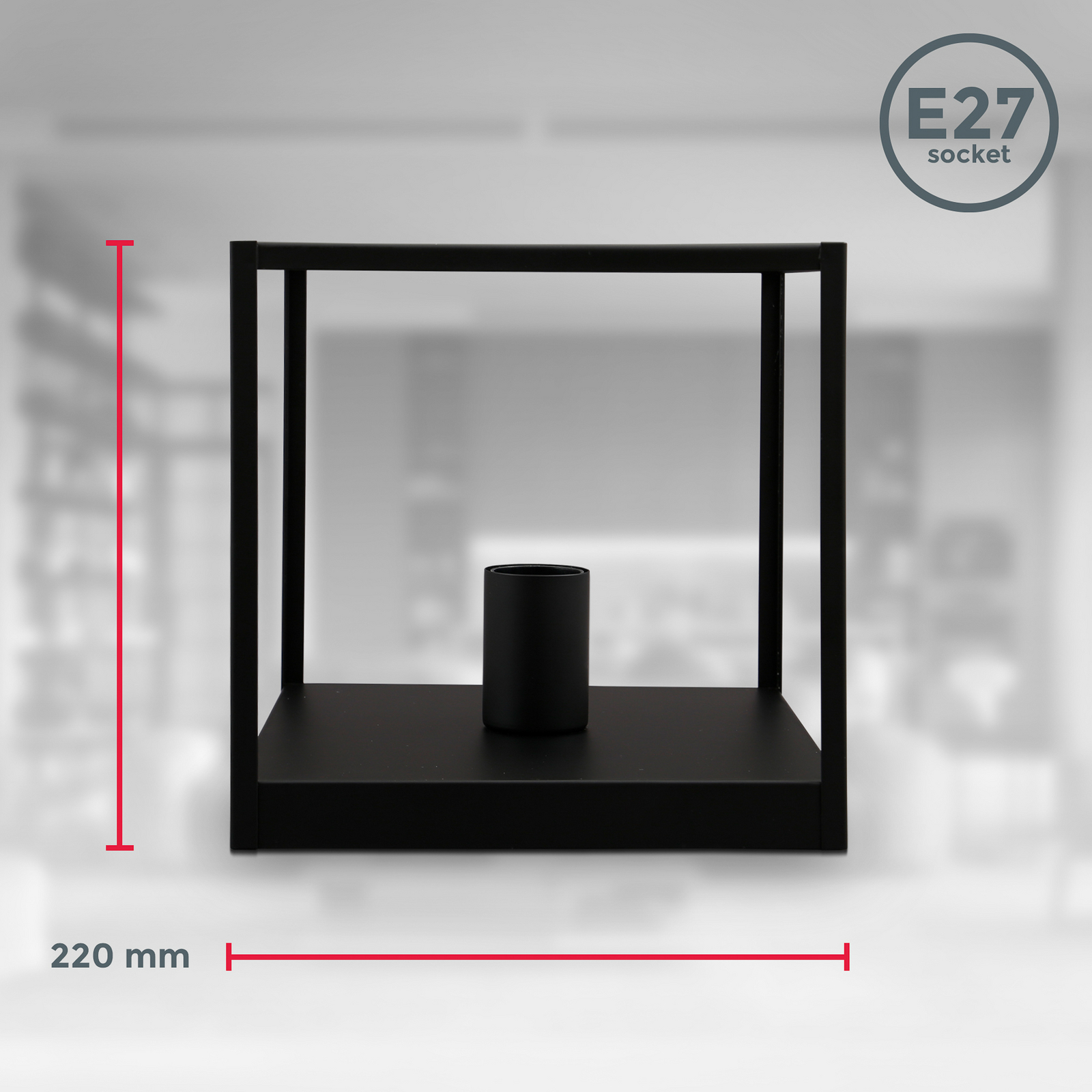 Plafondlamp Indu, zwart, hoekig, 1-lamp, E27 Plafondlamp Indu, zwart, hoekig, 1-lamp, E27