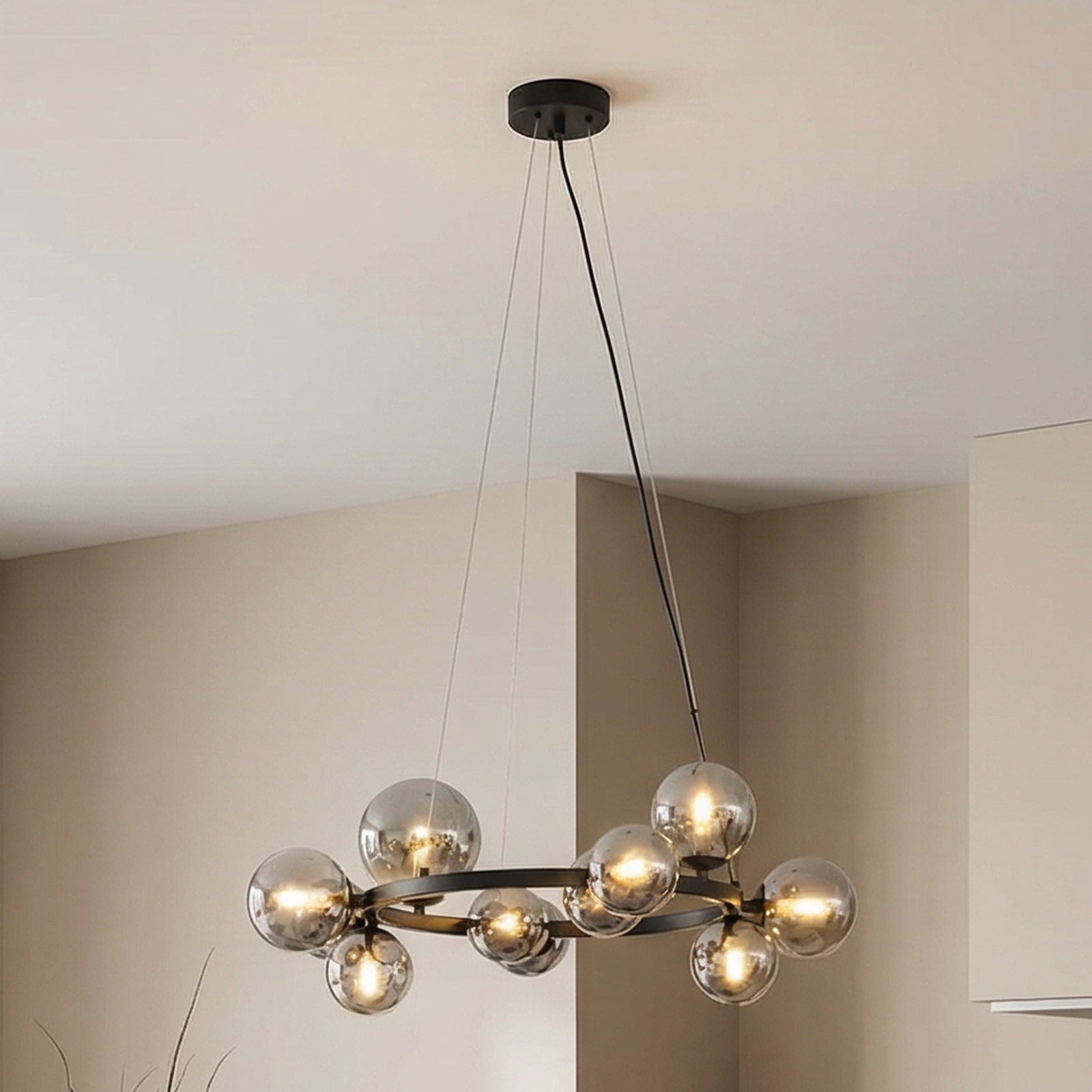 Naelen Round Pendant Black/Smoke - Lucande Naelen Round Pendant Black/Smoke - Lucande