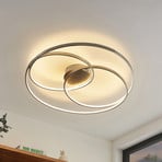 Lindby Candeeiro de teto LED Kateryna, níquel, Ø 80 cm, regulável