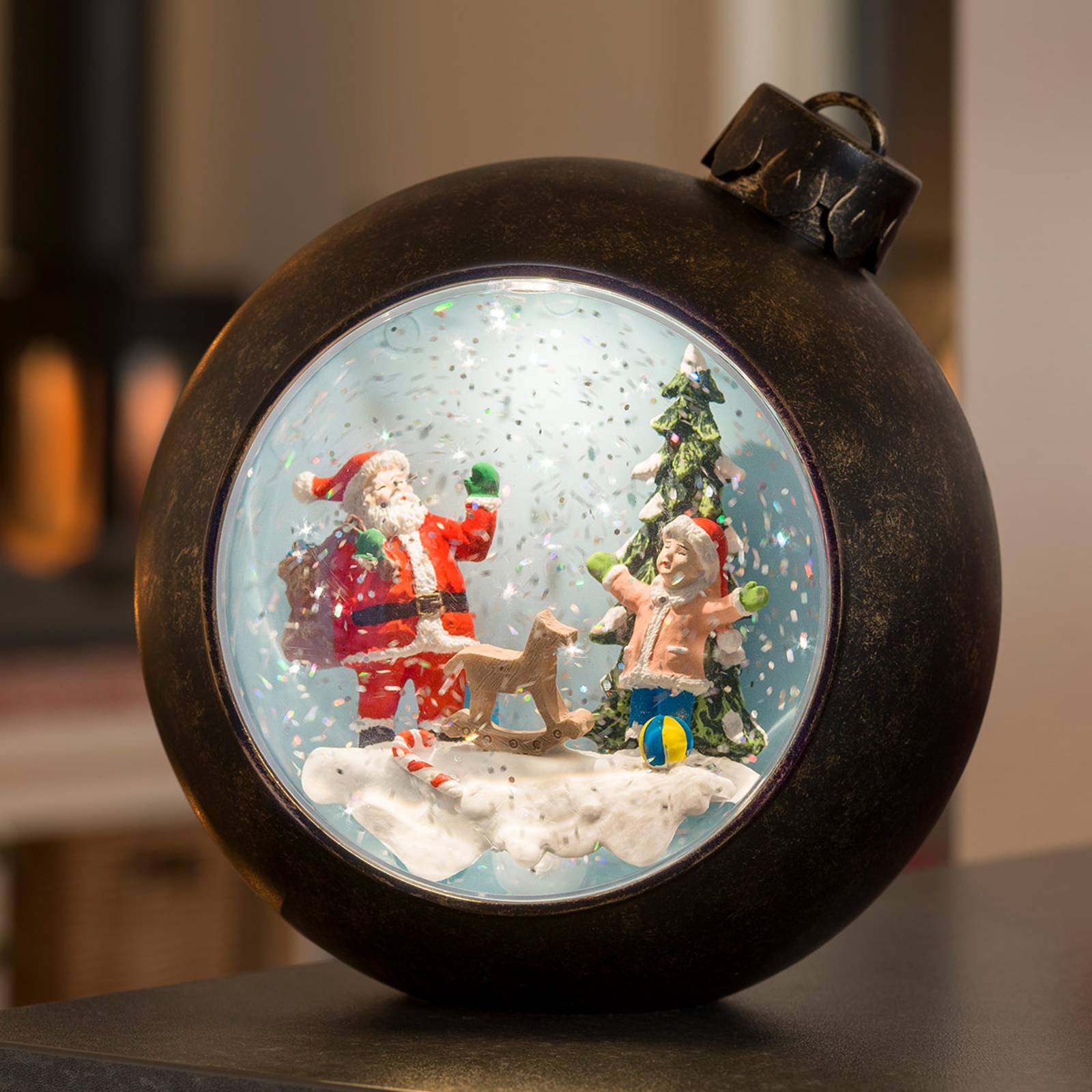 Boule LED Père Noël et enfants, avec eau