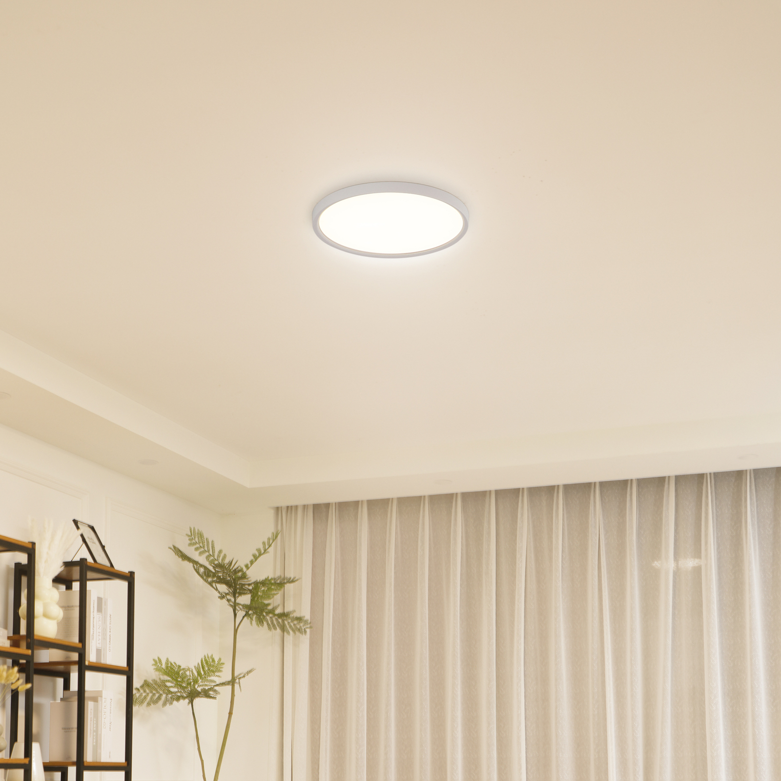 Lindby LED ceiling light Deika, 40 cm, white, plastic, CCT
