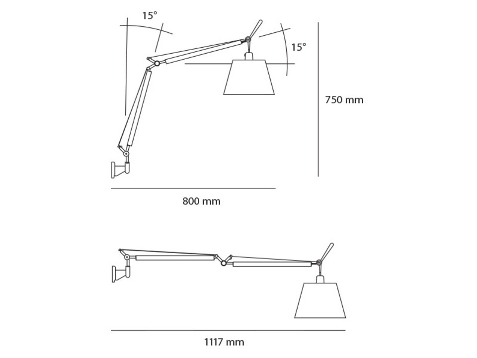 Artemide Tolomeo Basculante Vägglampa Pergament, beige från Artemide