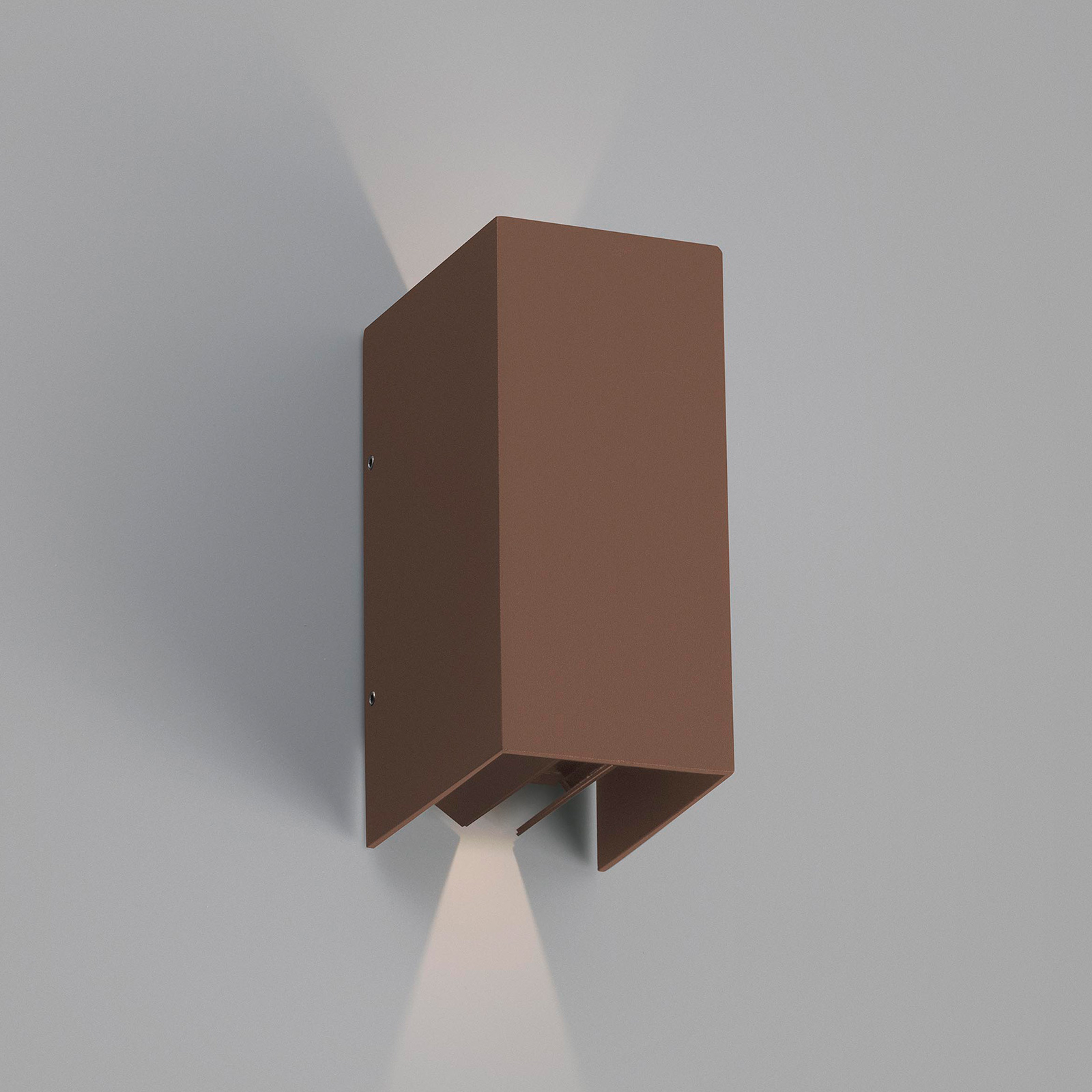 FARO BARCELONA Blind LED outdoor wall light, rusty brown, injection moulded aluminium, glass, 6 W, energy efficiency: A+, W: 10.5 cm, H: 16.5 cm