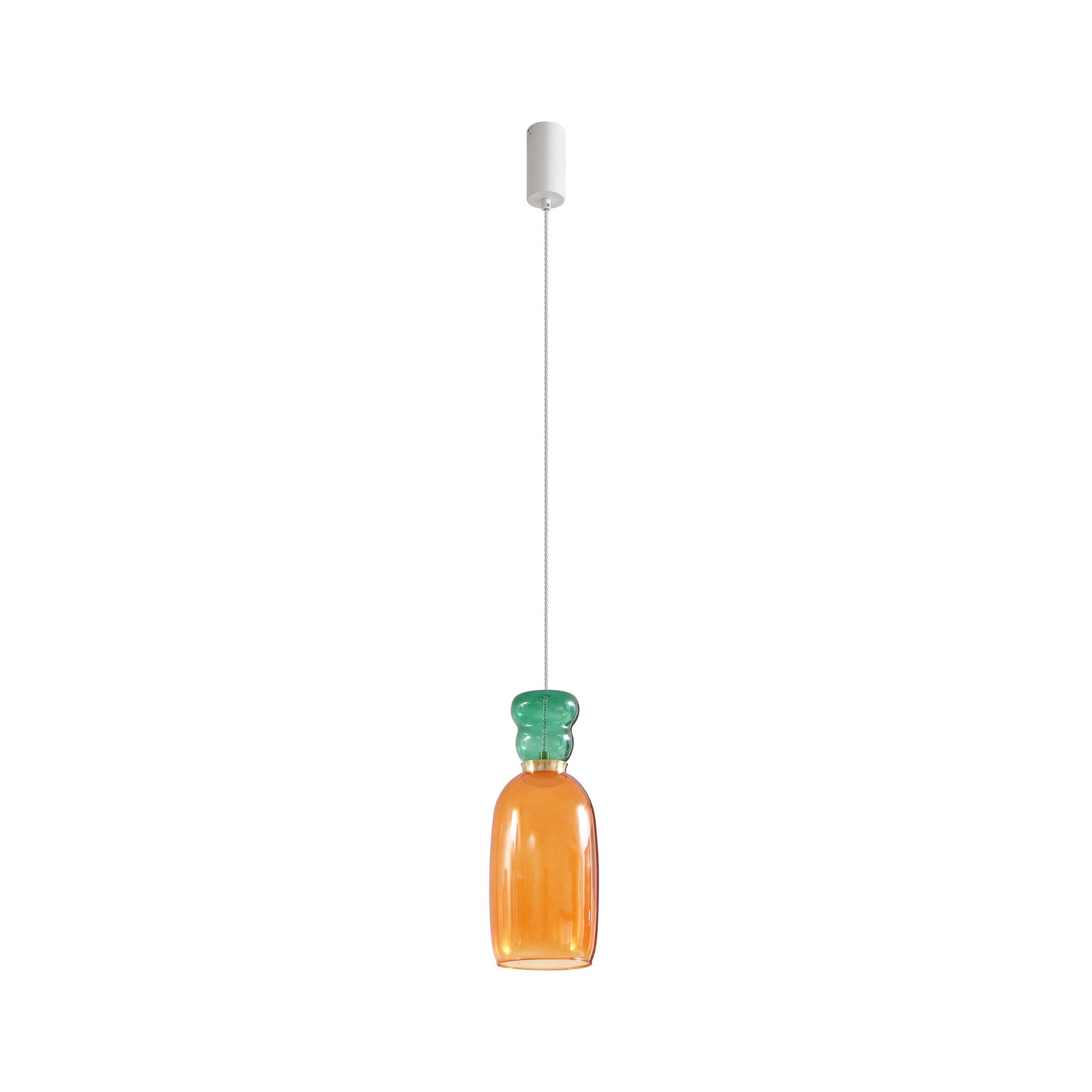 Lucande LED-Hängelampe Fay, orange/dunkelgrün, Glas, Ø 15 cm