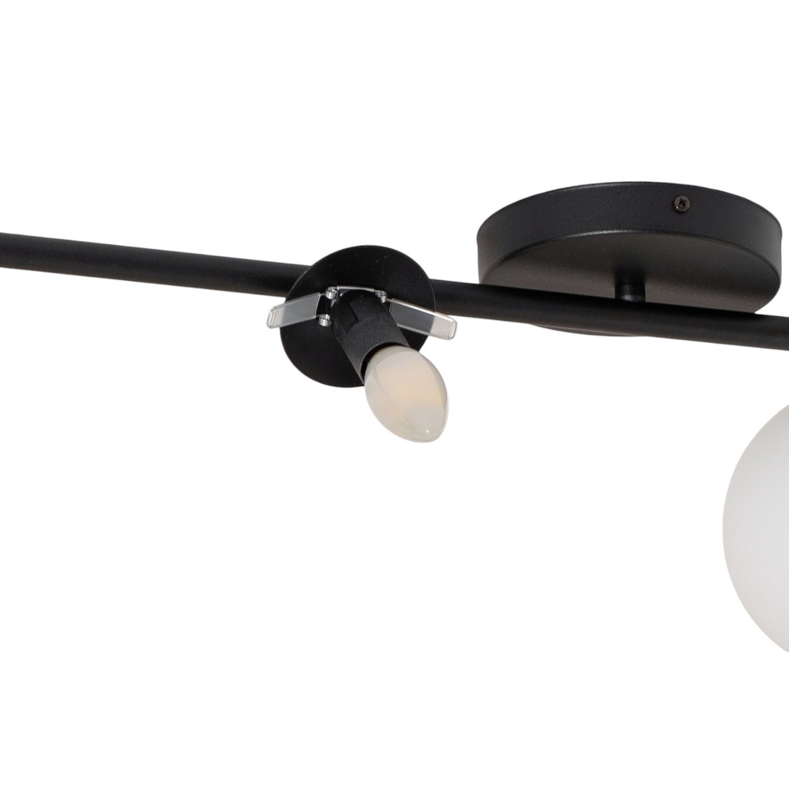 Deckenleuchte Glassy, 4-flg., linear, schwarz/opal