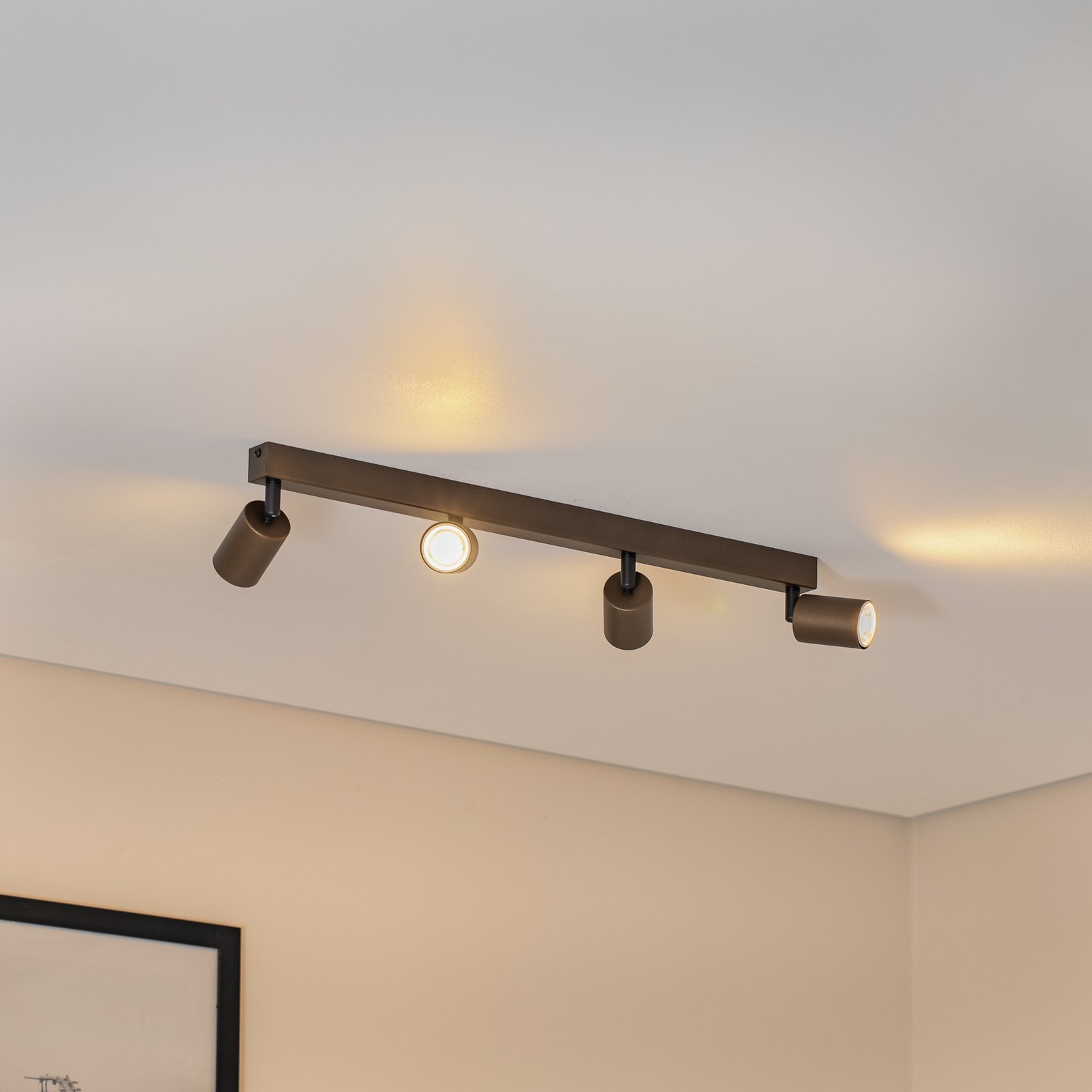 Spot pour plafond Top, ajustable, brun, à 4 lampes linear