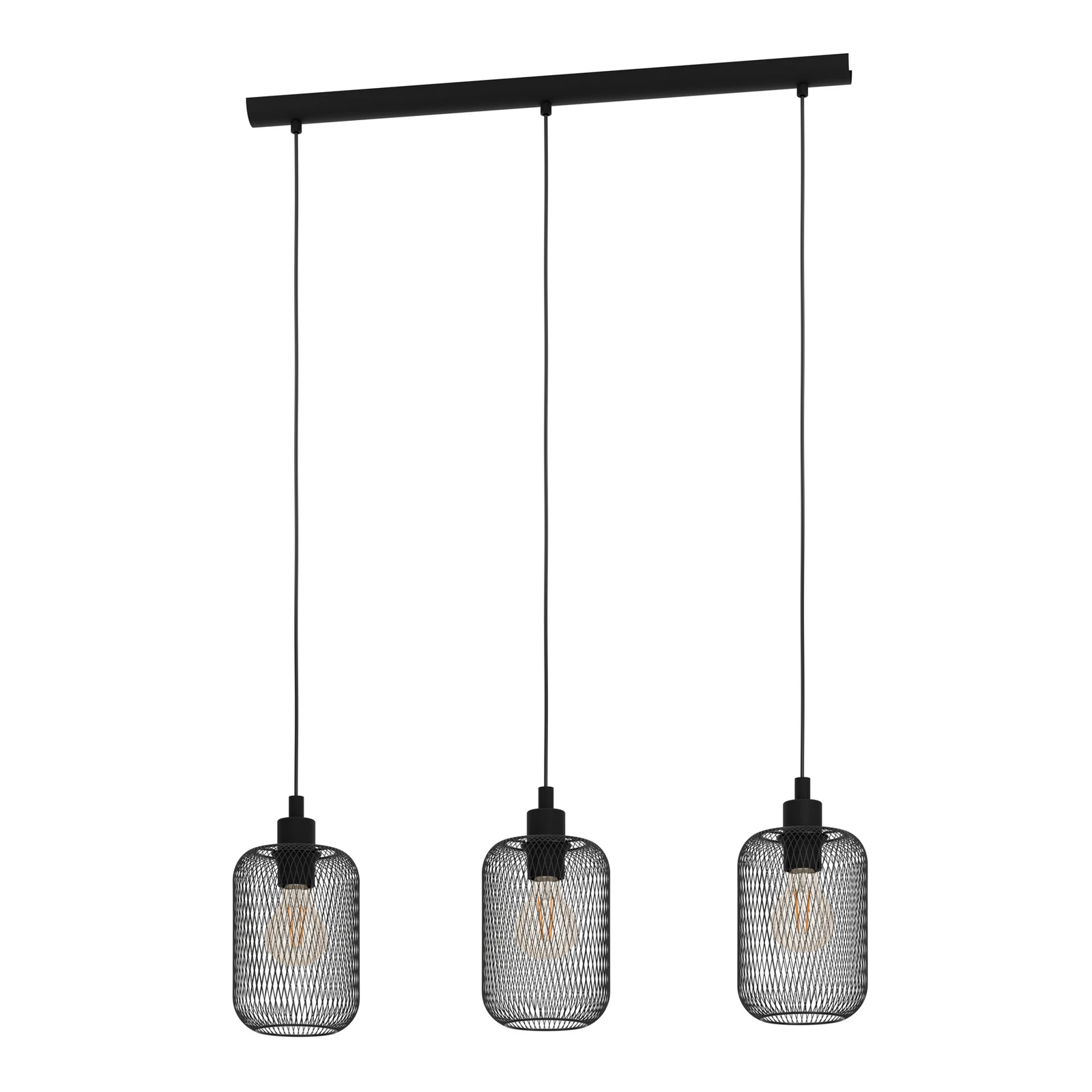 Wrington lampă suspendată, lungime 74 cm, negru, 3 lumini, oțel