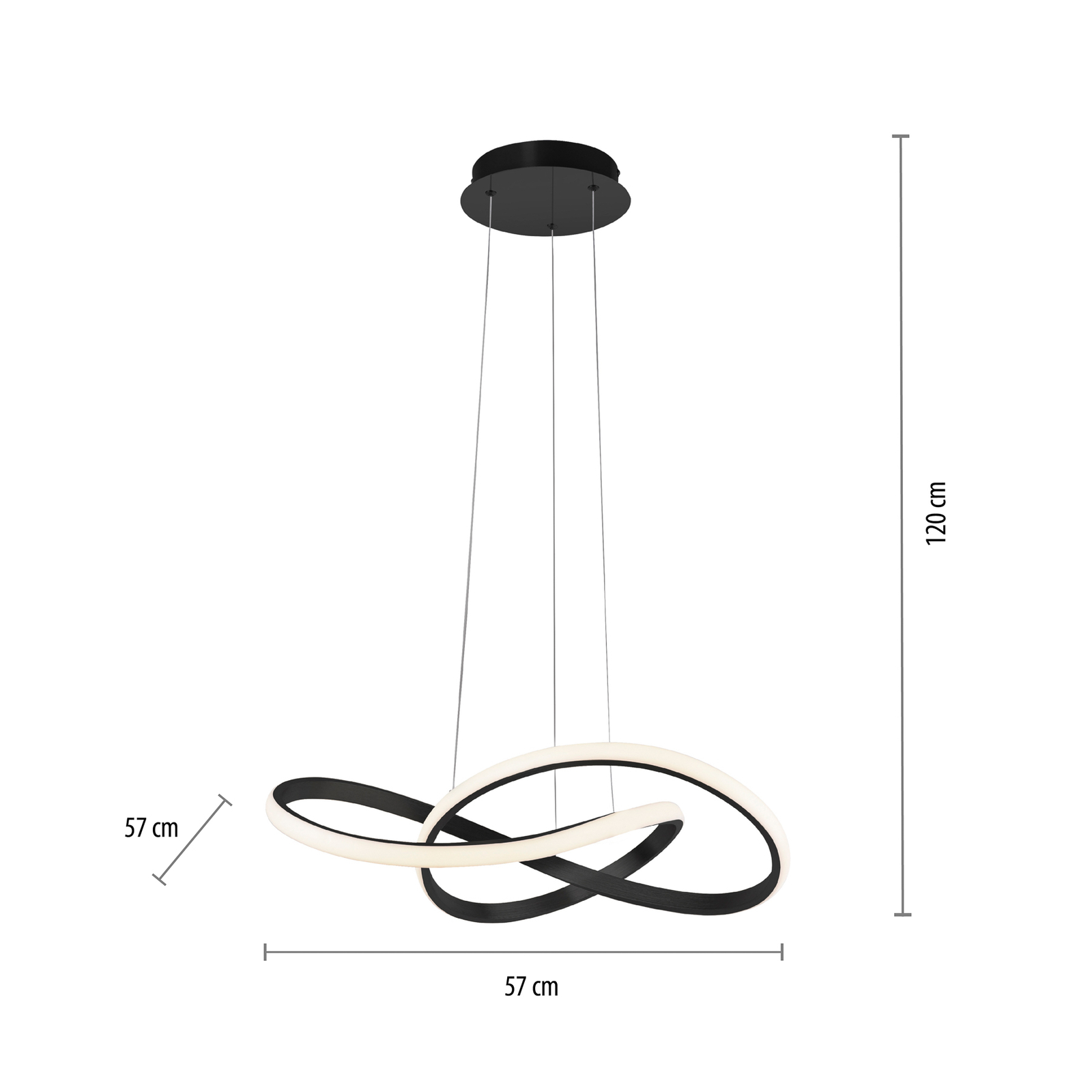 LED κρεμαστό φωτιστικό Maria, 3-step-dim, μαύρο