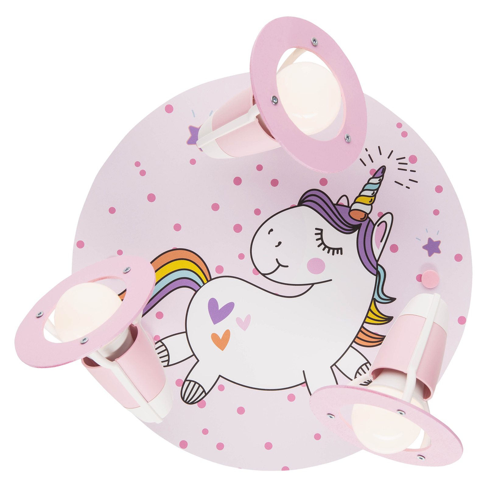 Elobra Unicorn Babsy ceiling light 3-bulb, for Children's Room, wood, plastic, E14, 40 W, energy efficiency: A+, H: 20 cm