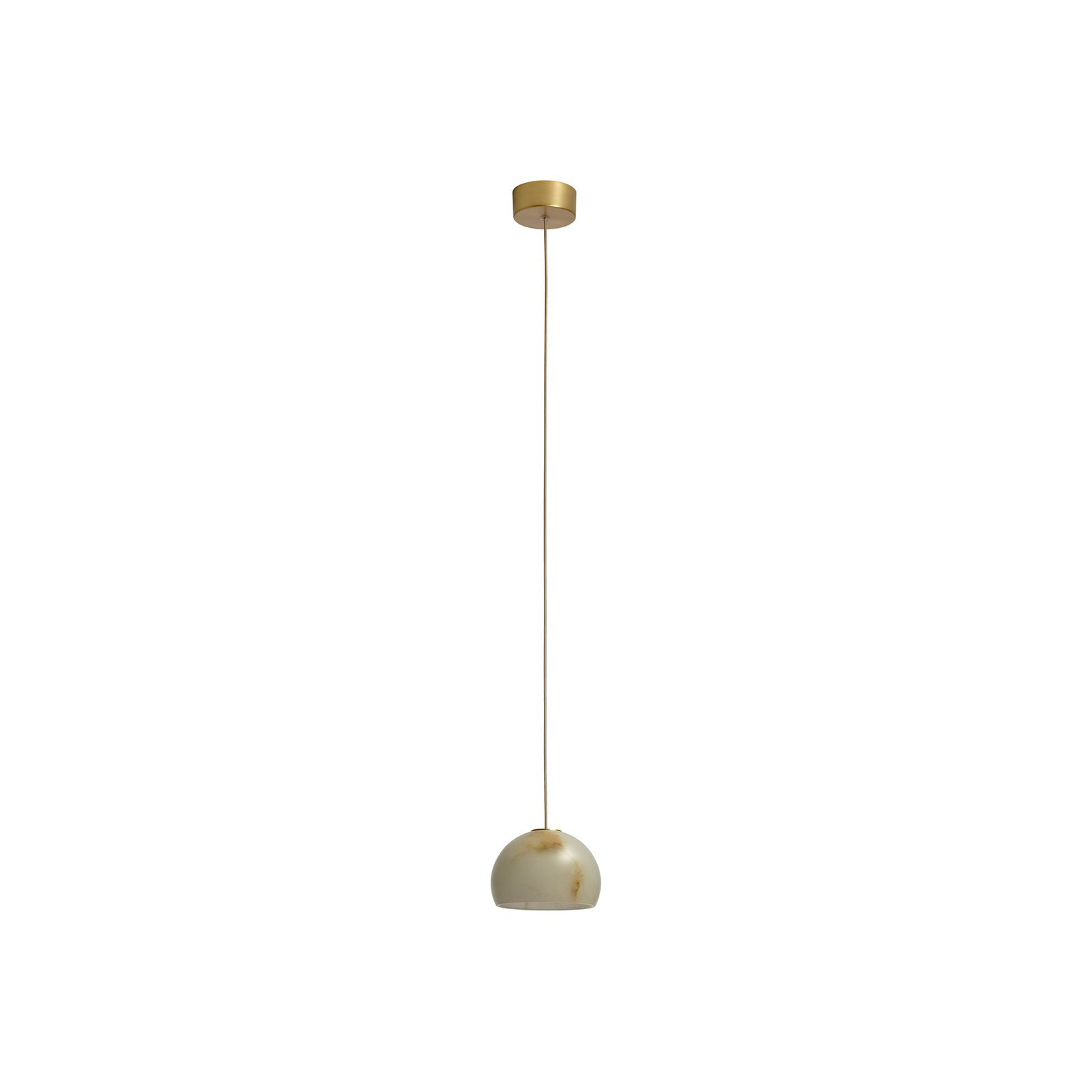 Neil LED pendant light, Alabast, gold, Ø 15cm