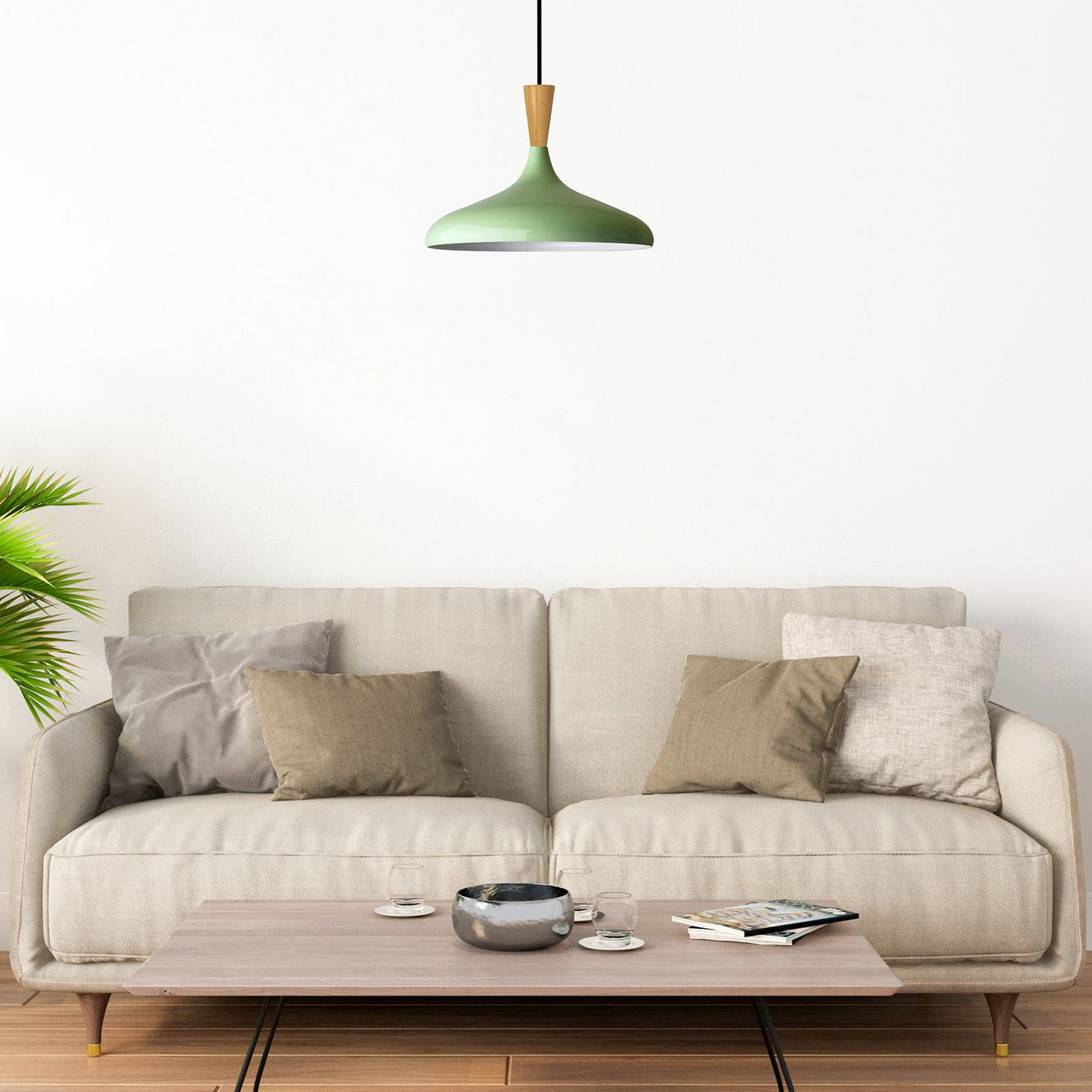 Lampa wisząca Chris, miętowa zieleń/biały, Ø 35 cm, metal