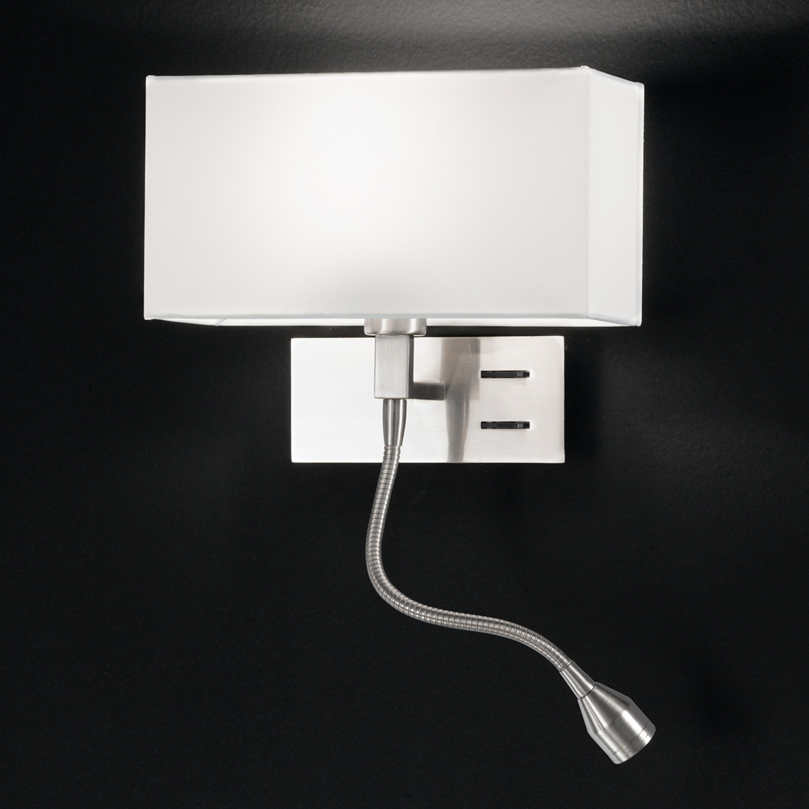 Perenz Emilian wall light with LED reading lamp, for Living / Dining Room, metal, plastic, 40 W, energy efficiency: A++, W: 25 cm, H: 21 cm