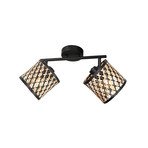 Φωτιστικό οροφής Sumba, 2 λάμπες, μαύρο, μπαμπού φυσικό/μαύρο, E14