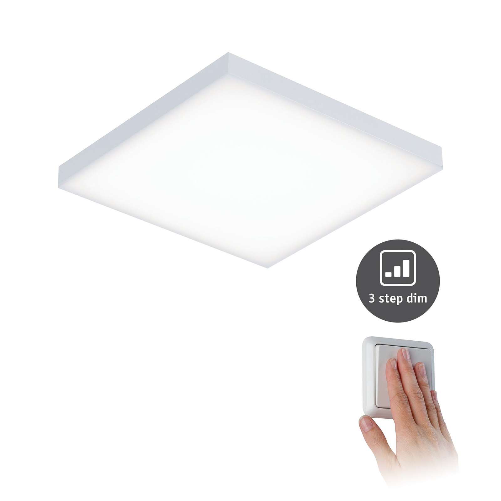 Paulmann Velora LED-panel, 3-step-dim, 22,5x22,5cm