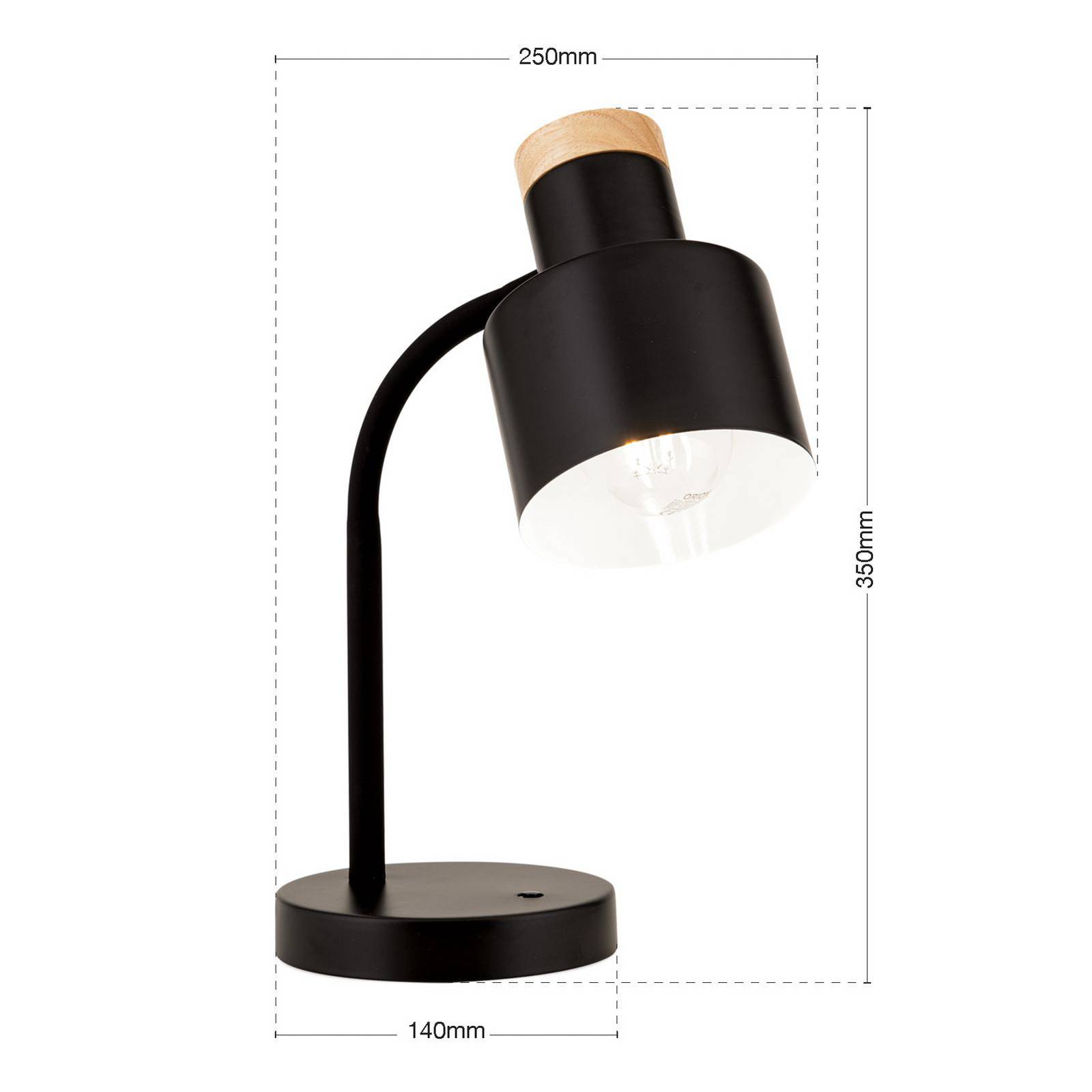 Tischleuchte Gili, schwarz matt, Stahl, Höhe 35 cm, E27 günstig online kaufen