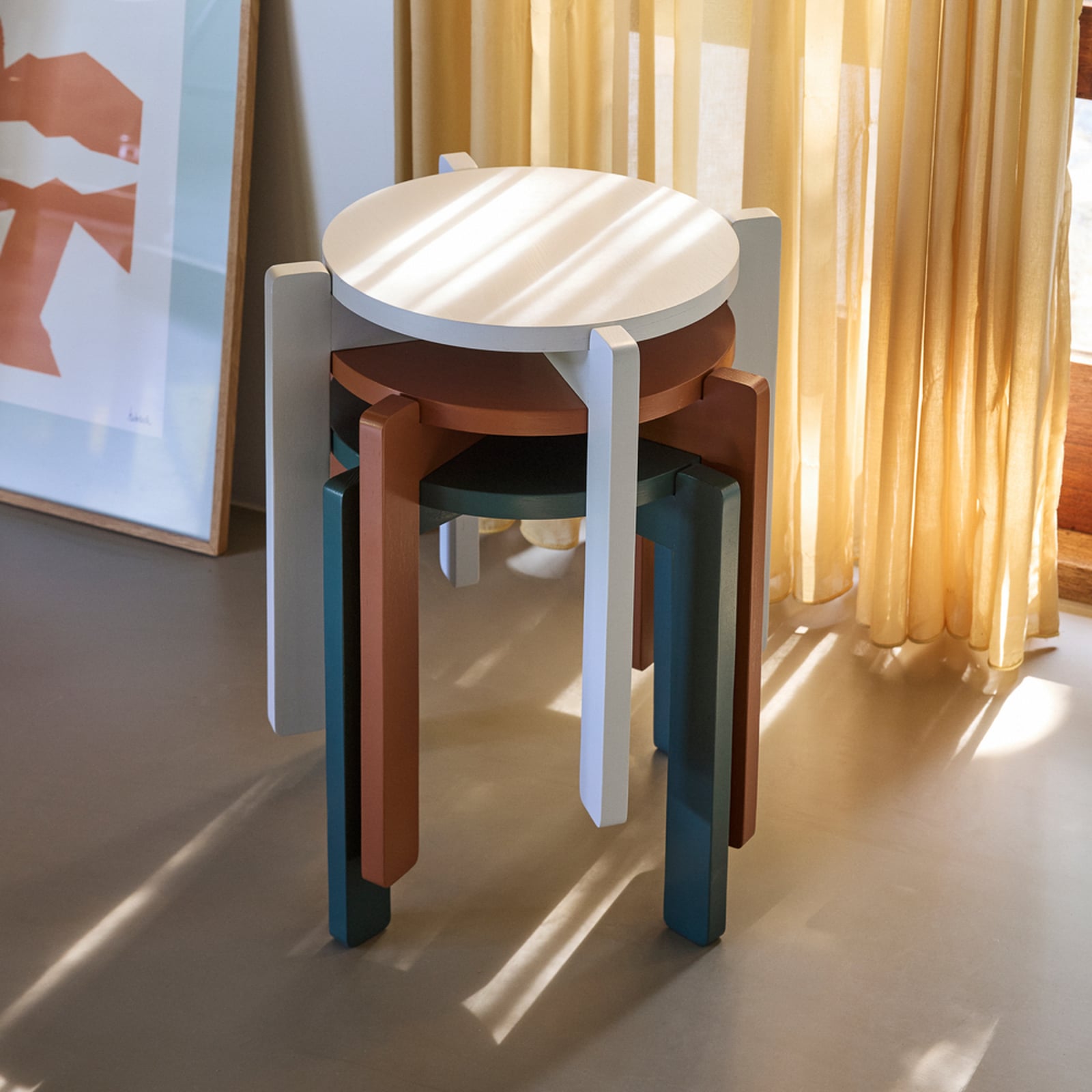 Sgabello Always color petrolio, altezza 42 cm - Hübsch