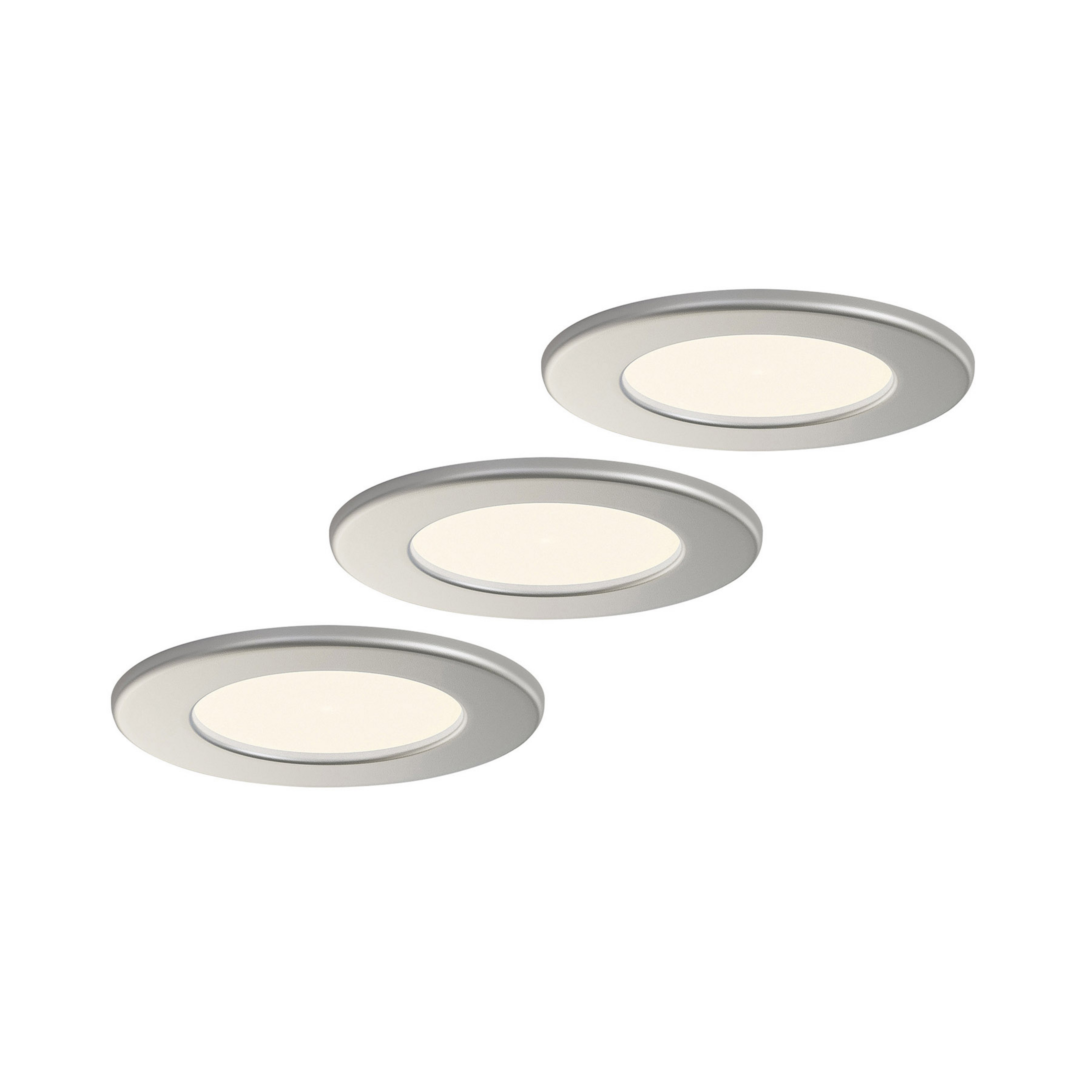 Prios LED-Einbaulampe Cadance, silber, 12 cm, 3er-Set, CCT