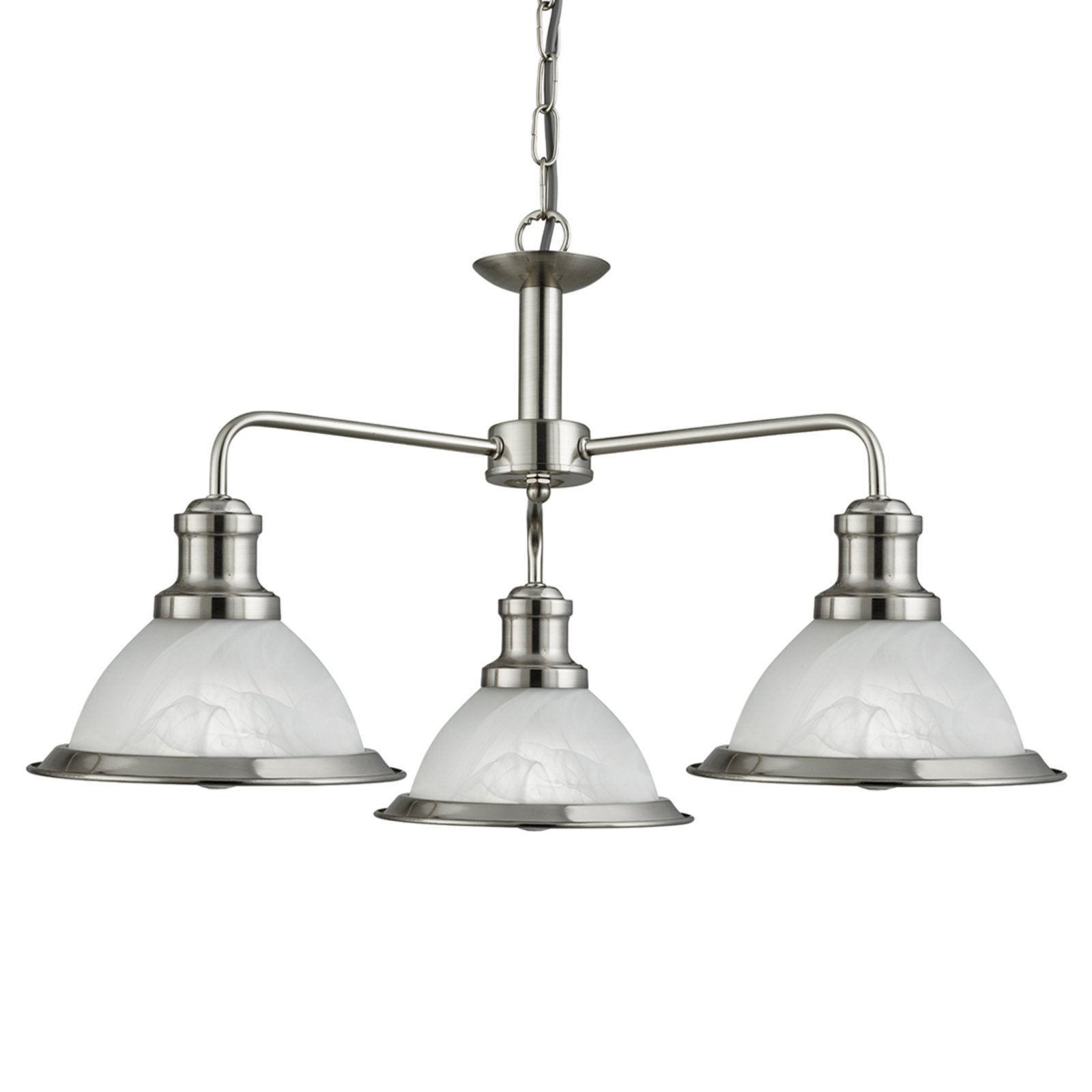Searchlight Retro-style 3-bulb Bistro hanging light, for Living / Dining Room, metal, glass, E27, 60 W, energy efficiency: A++, W: 62 cm, H: 34 cm