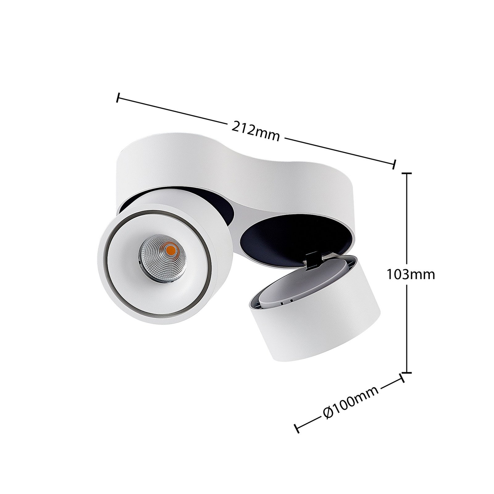 Arcchio LED-Deckenstrahler Rotari, weiß, 2-flg., 1640lm