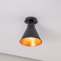 Plafón Berceste N-676, negro/dorado, metal, Ø 20 cm