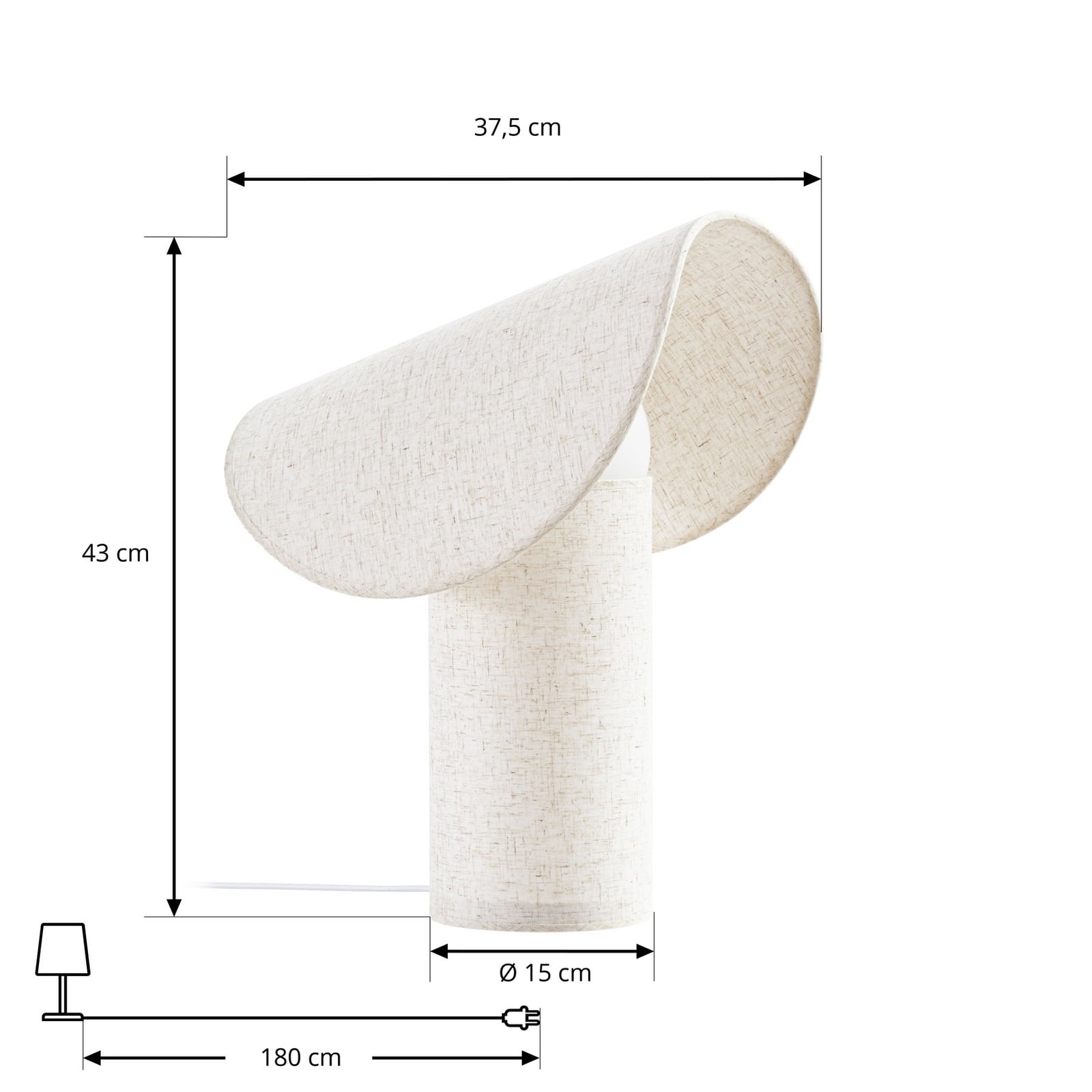 Lampa de masă cu LED Lucande Tamani, bej, 43 cm, dimabil la cald