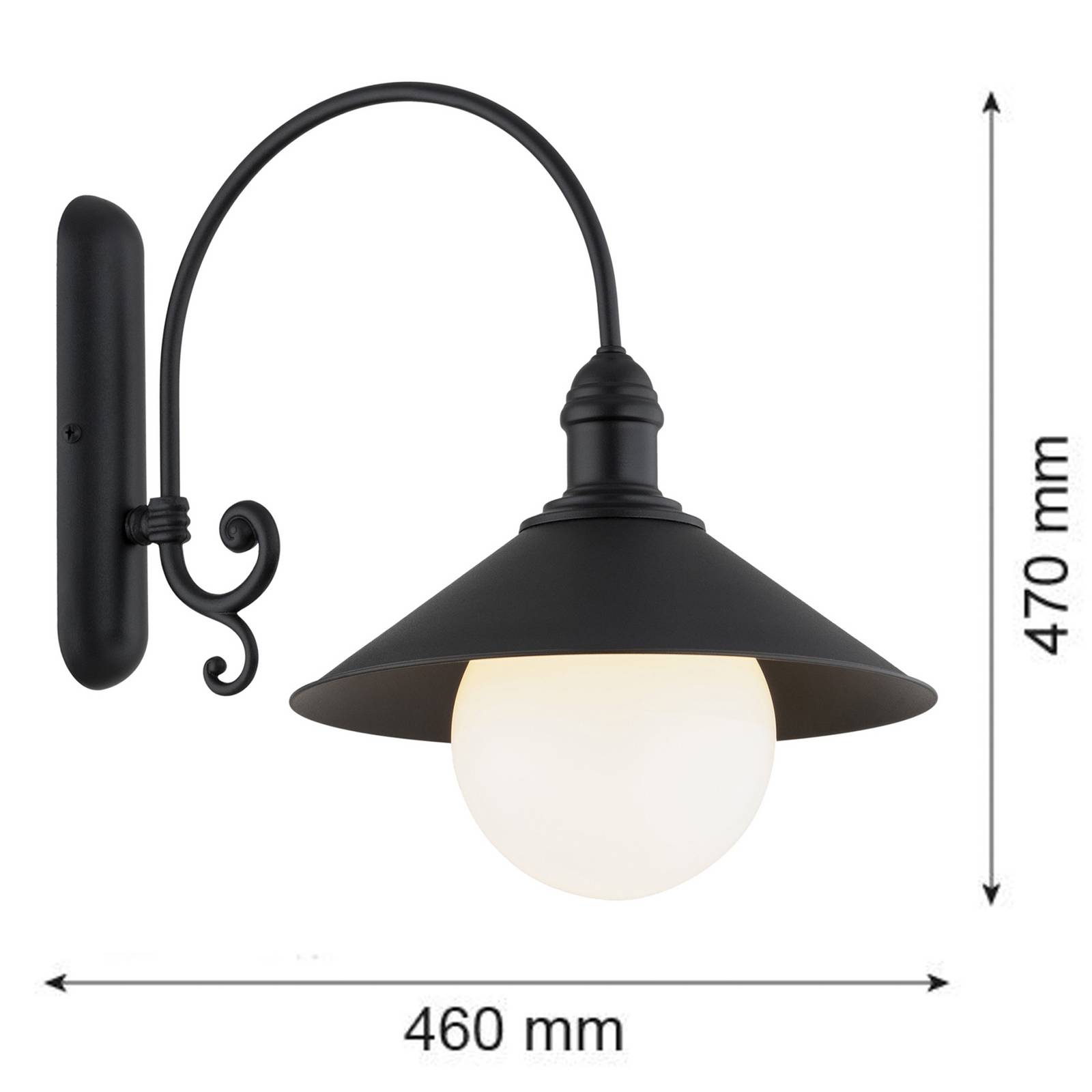 Außenwandleuchte Enduro, schwarz, Stahl, Glas, IP44, E27 günstig online kaufen