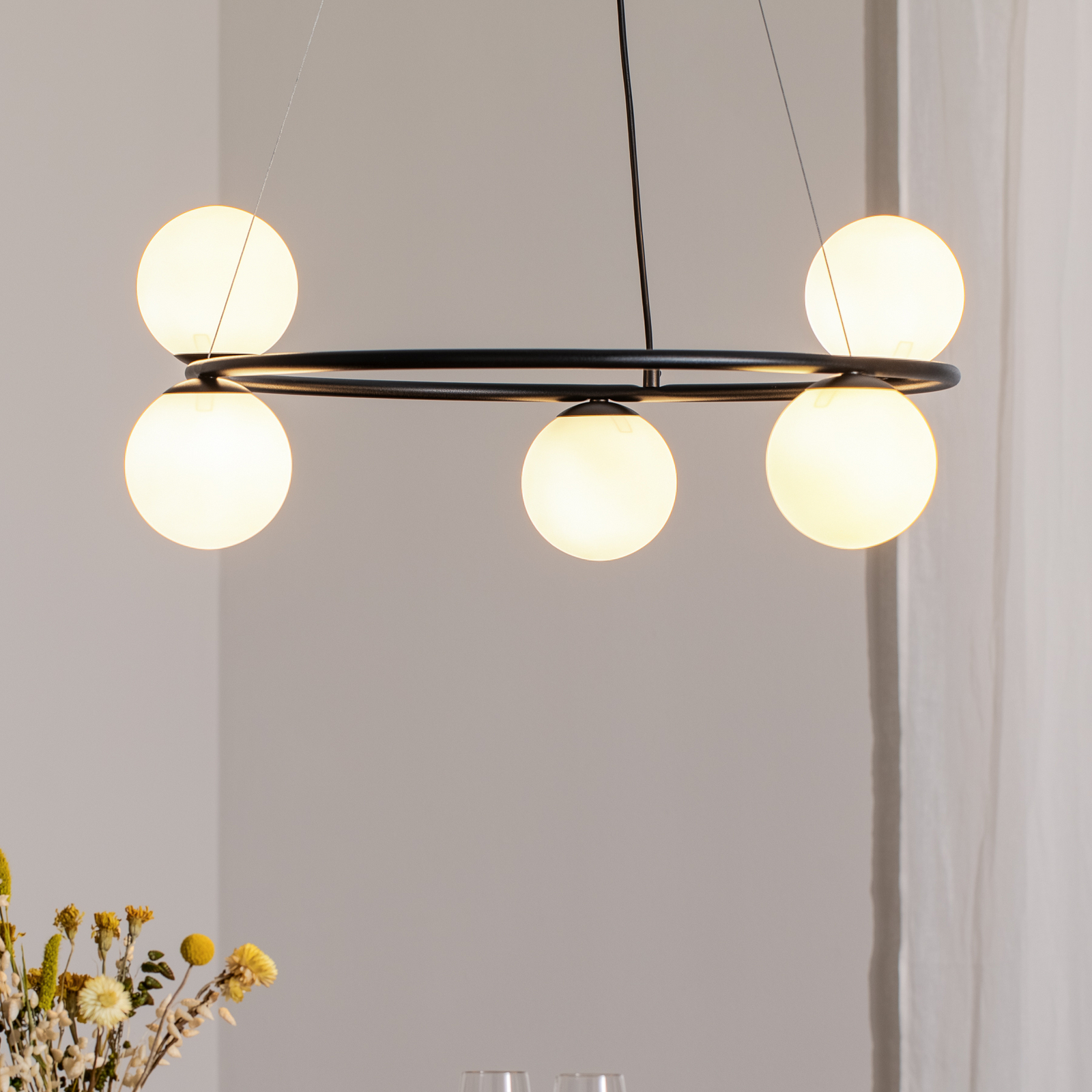 Suspension Gama, à 5 lampes, noir