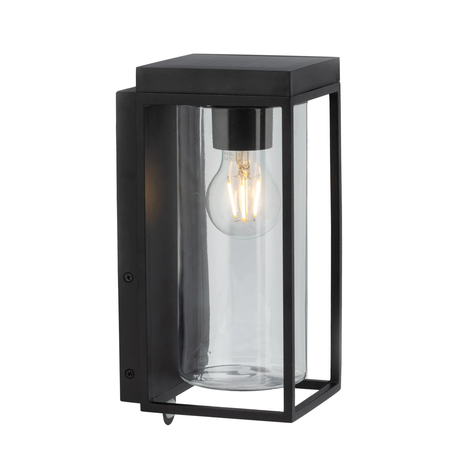 Saules enerģijas āra sienas lampa „FLAIR”, melna, 29 cm, sensoru, IP44