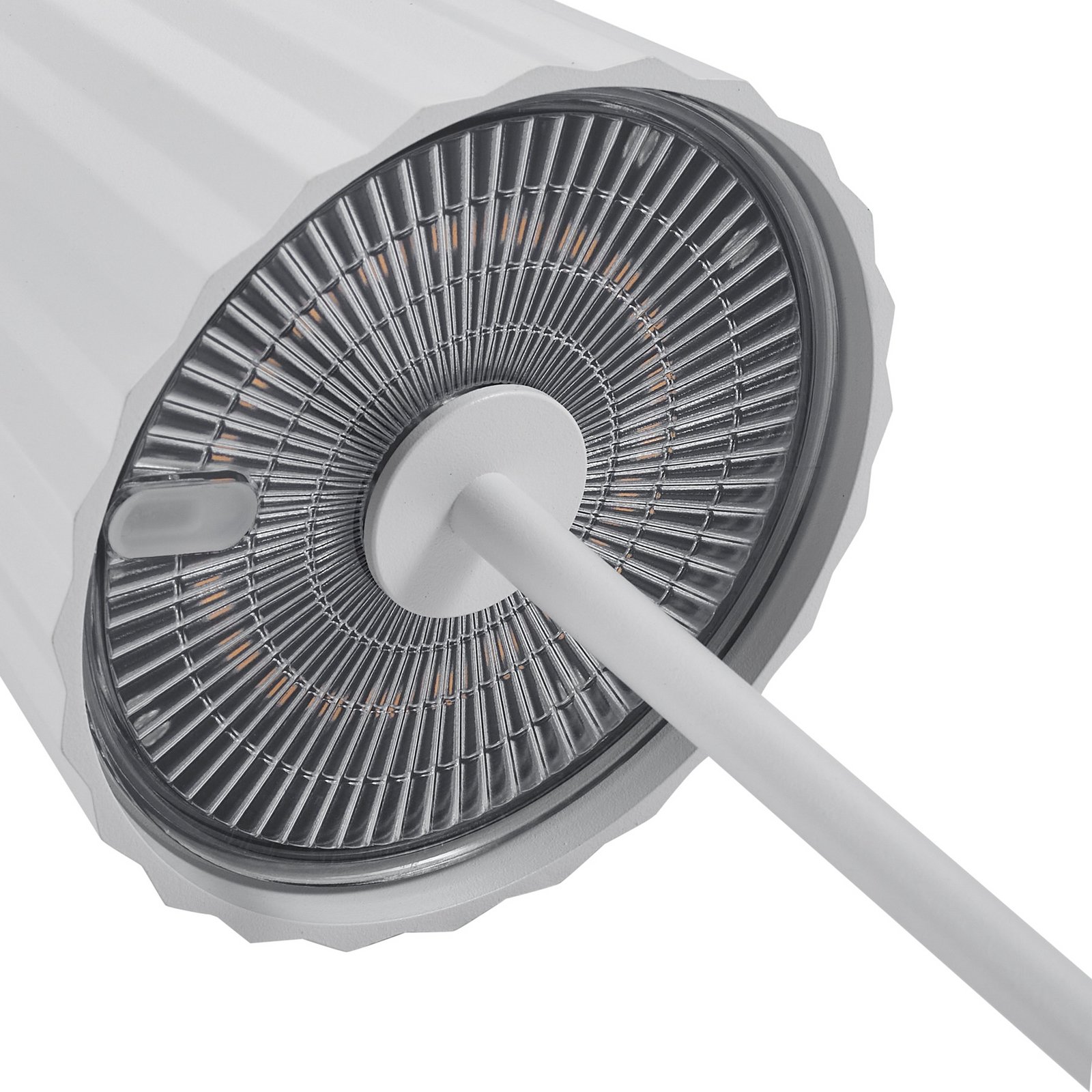 Esali LED-akkukäyttöinen pöytävalaisin, 29 cm, uurrettu, valkoinen - Lindby