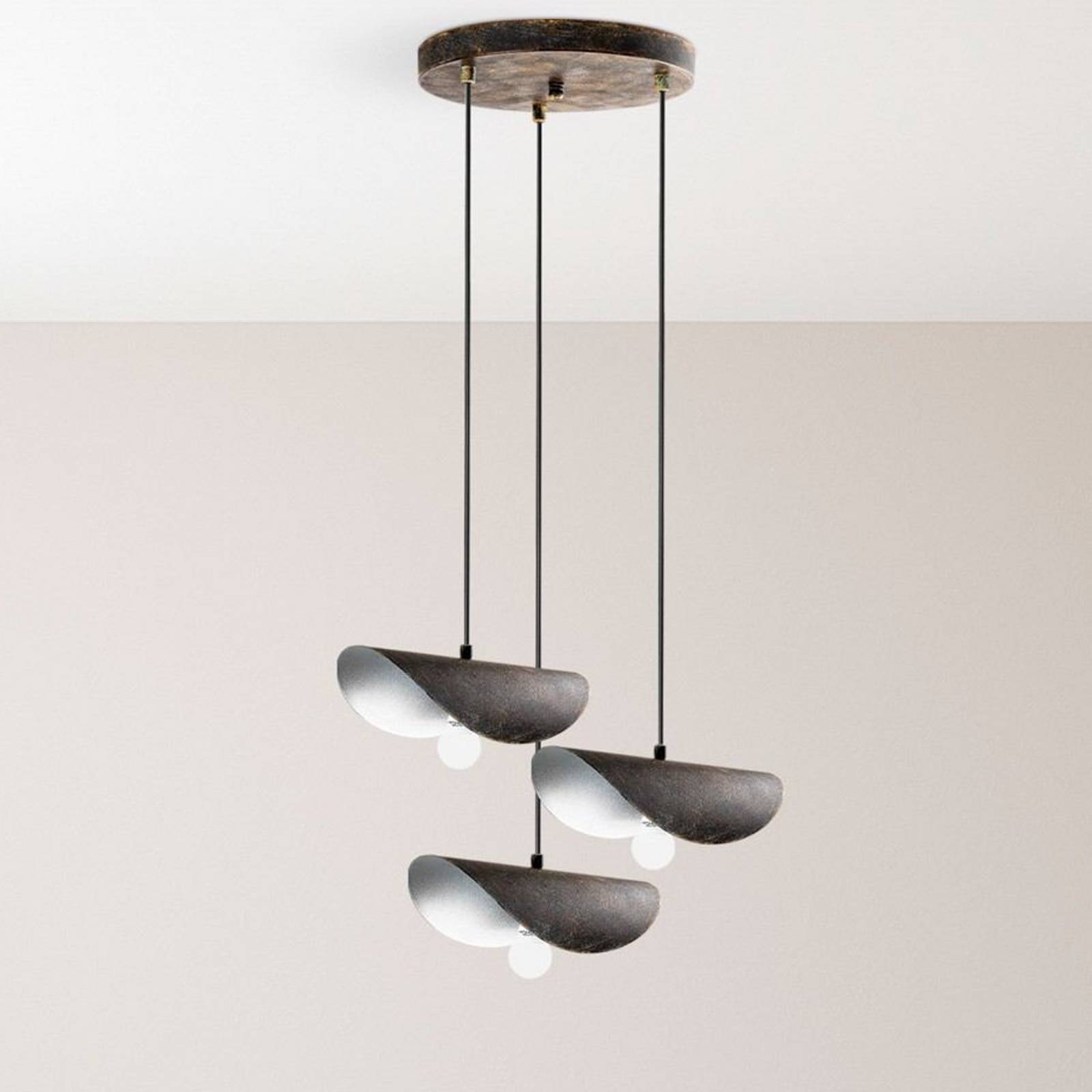 Żyrandol Eger, 3-punktowa, czarny, metal, Ø 50 cm
