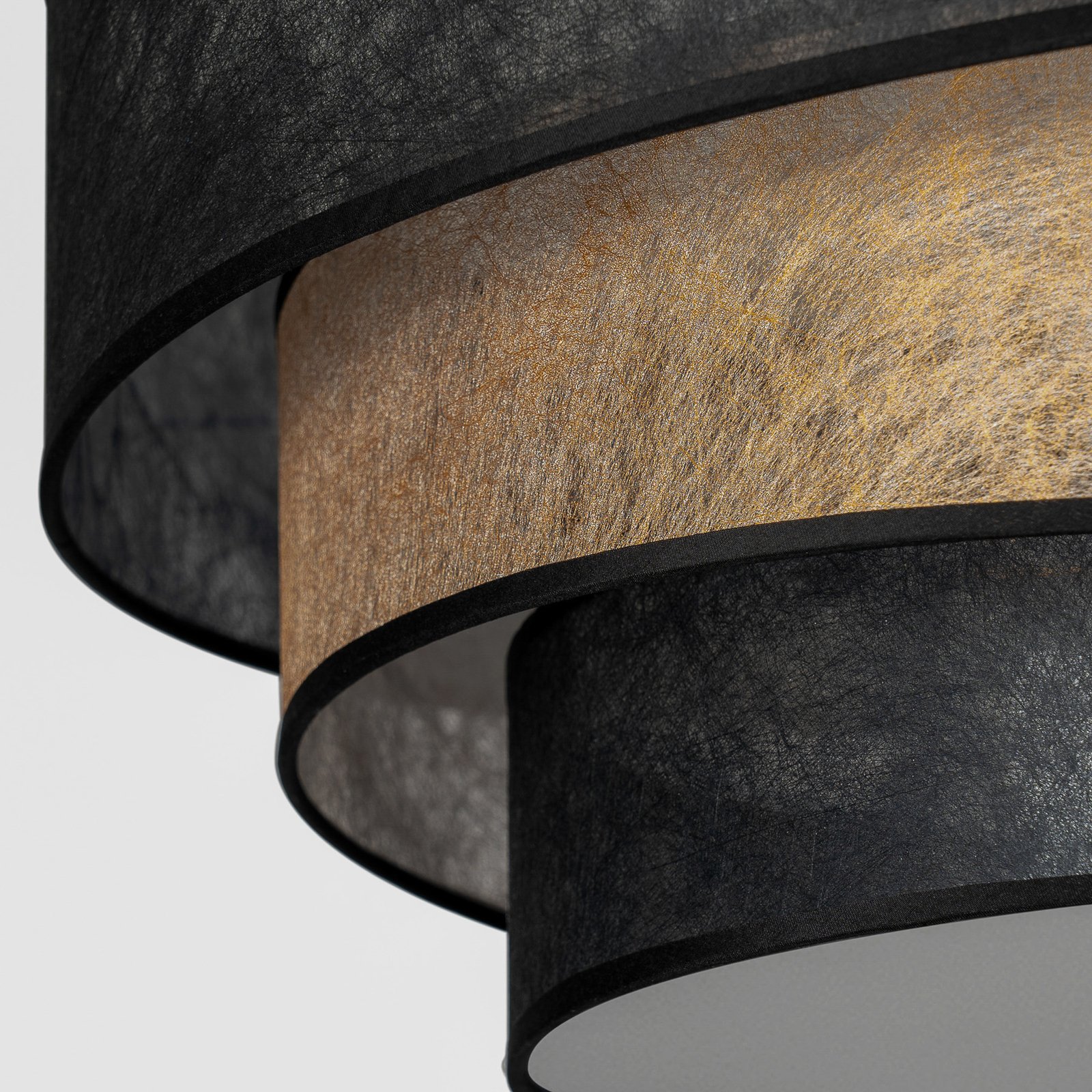 Lindby Deckenlampe Ayvira, schwarz/gold, Textil, 56 cm, E27