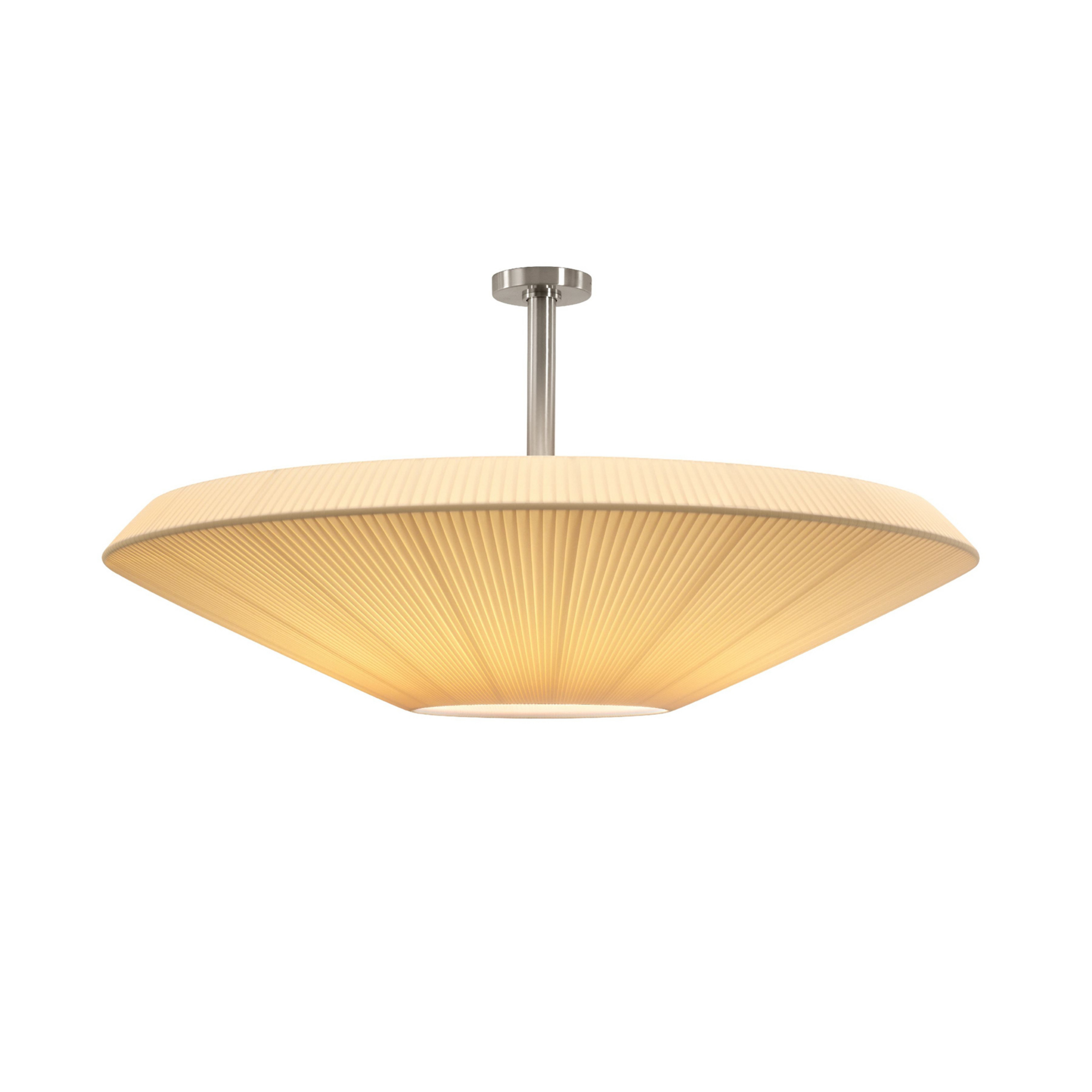 Bover loftlampe Siam 120, højde 61 cm, nikkel/cremefarvet