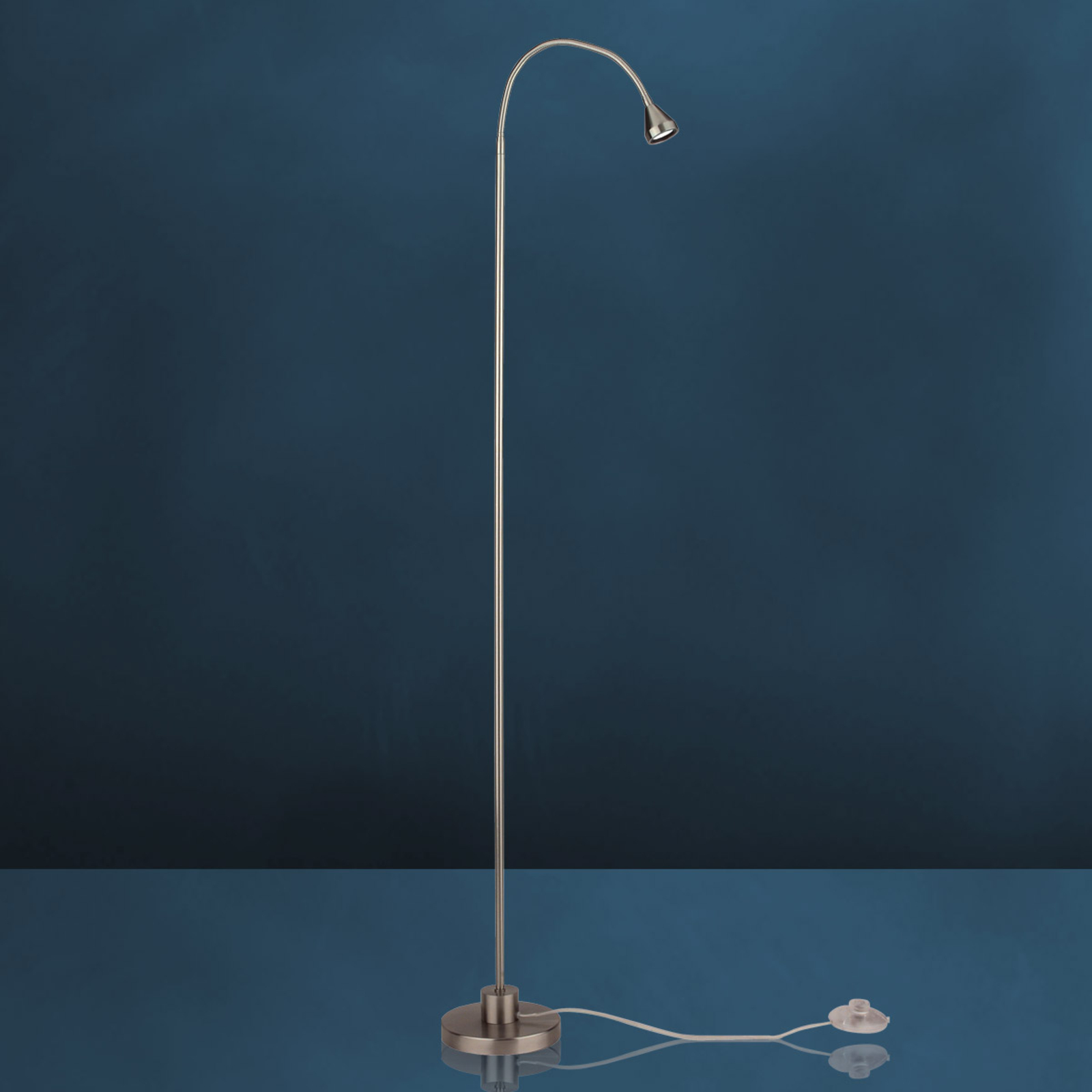 LED floor lamp Mini, flexible arm, nickel, 5,000K