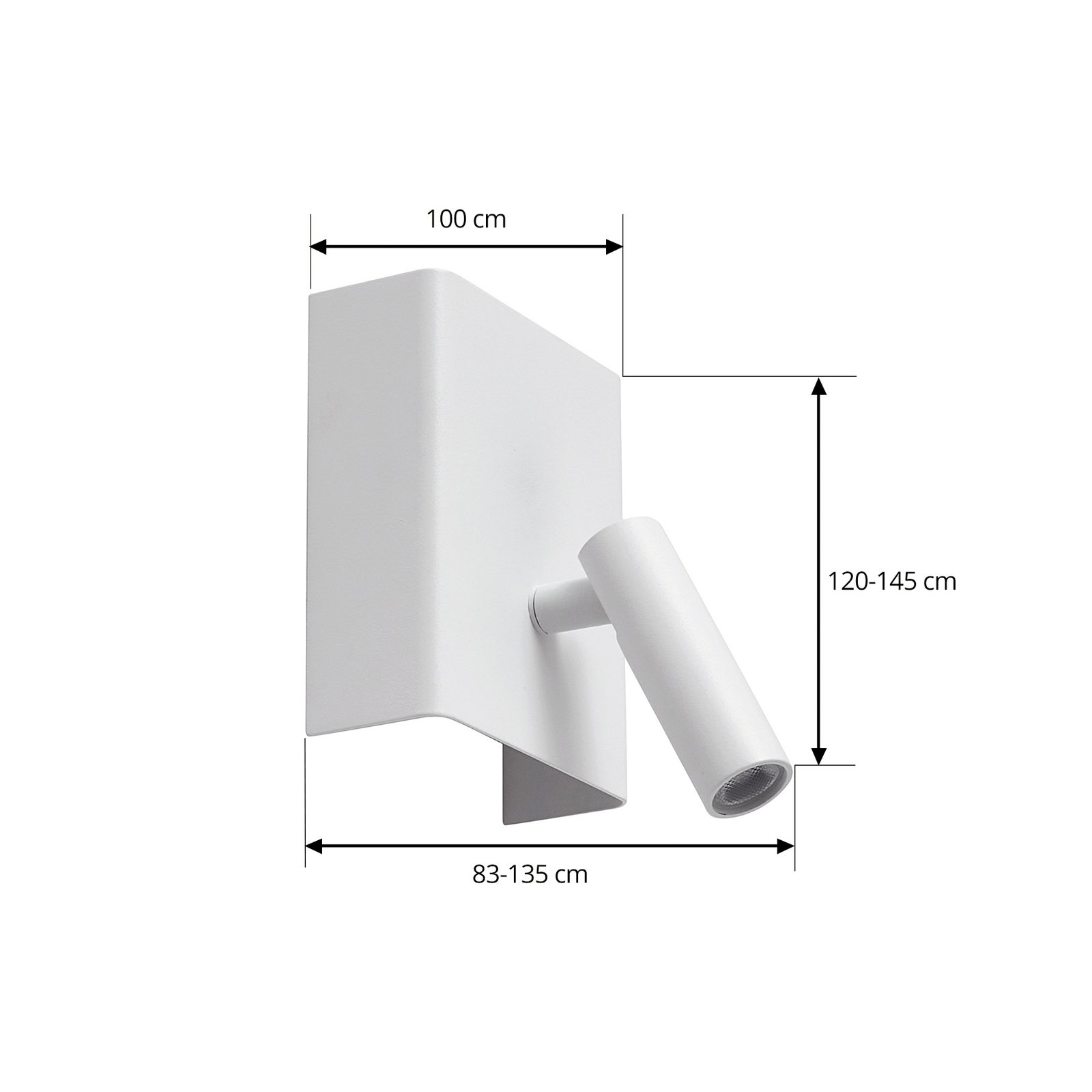 Aplique de pared LED recargable Lindby Agit, blanco, metal, regulador de