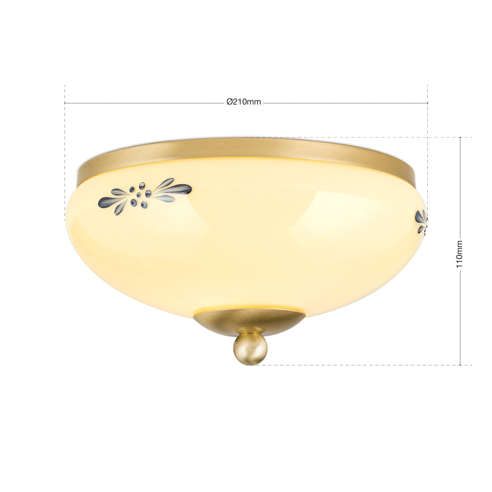 Deckenlampe Landhaus mit handbemaltem Glas