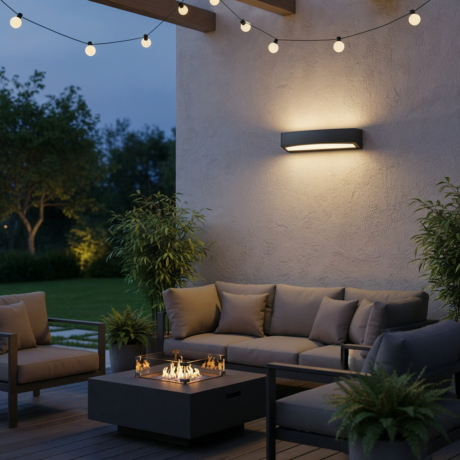 Ideal Lux Außenwandlampe Andromeda, schwarz, Breite 45 cm