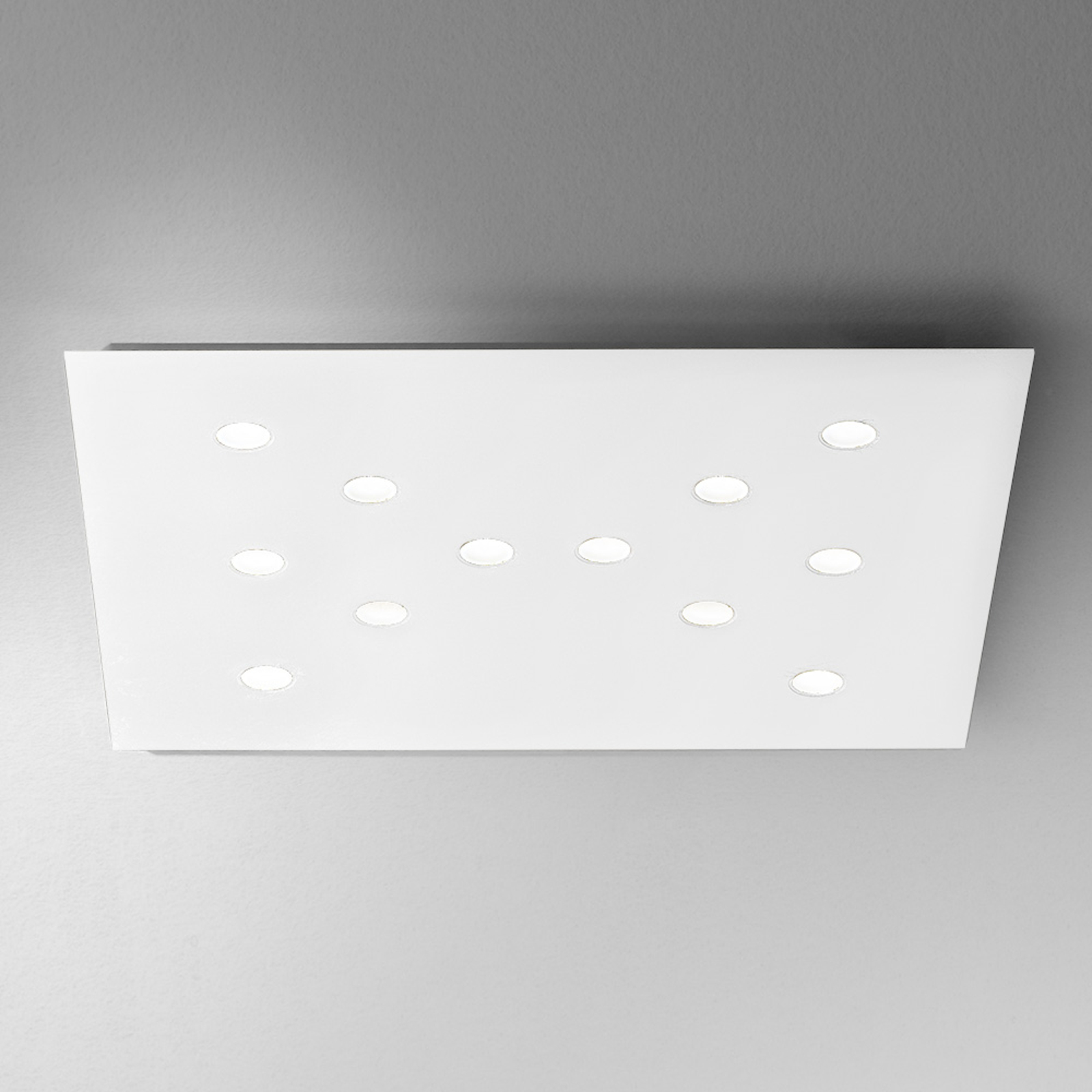 Ultraflad Slim LED-loftlampe, 12 lyskilder, hvid